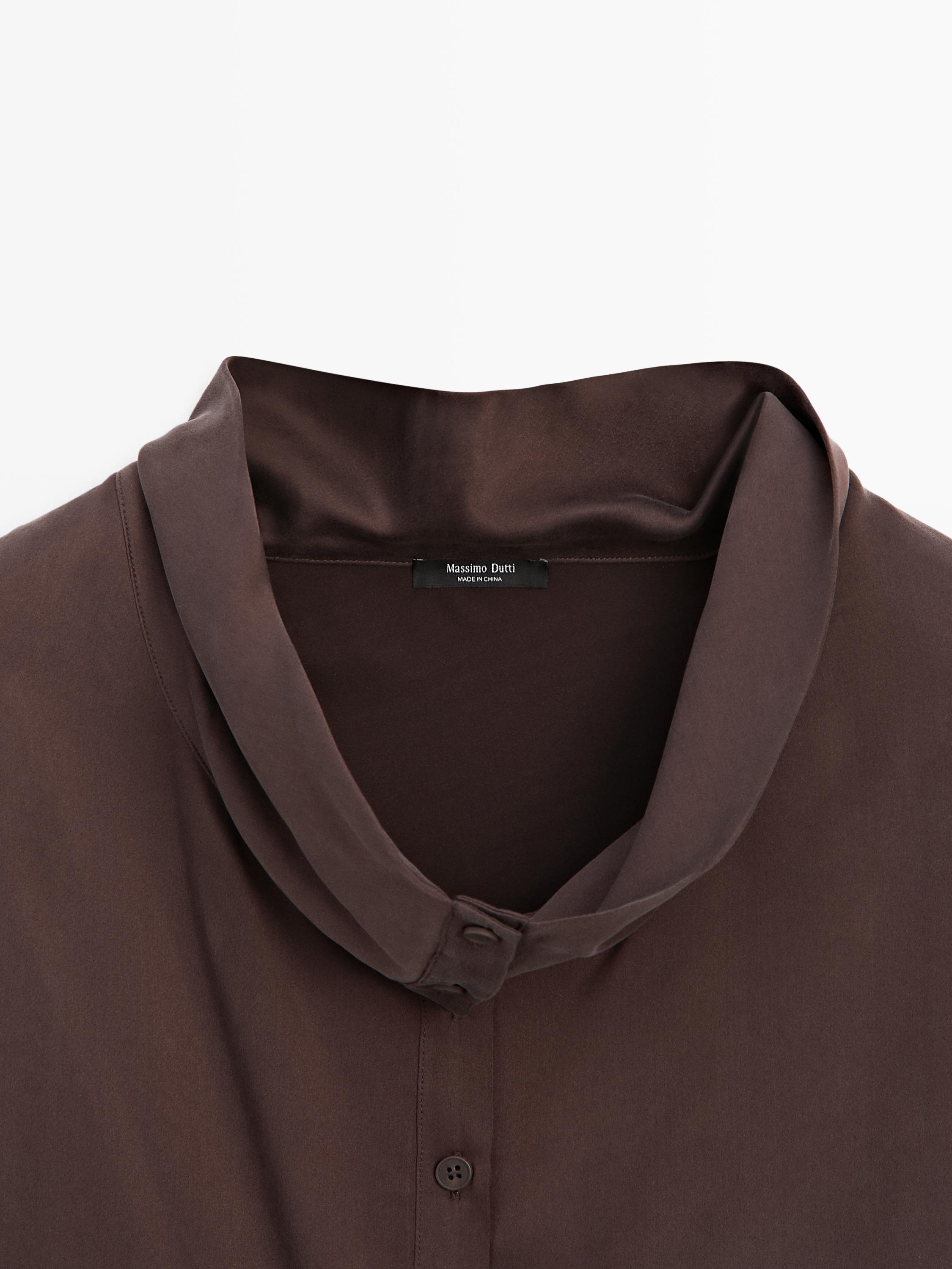 Asymmetric draped top — BROWN