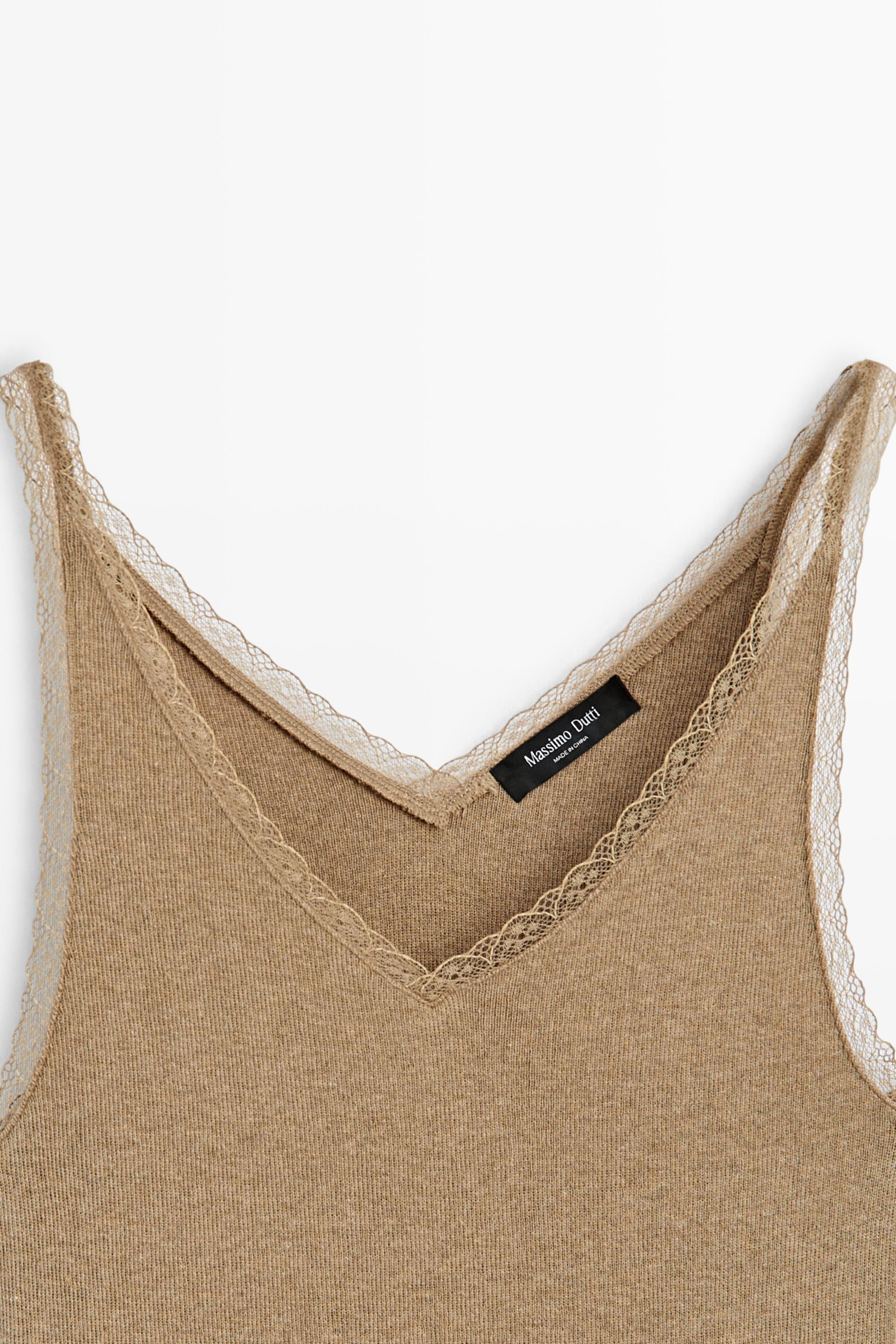 100% cotton lace detail camisole — OCHRE