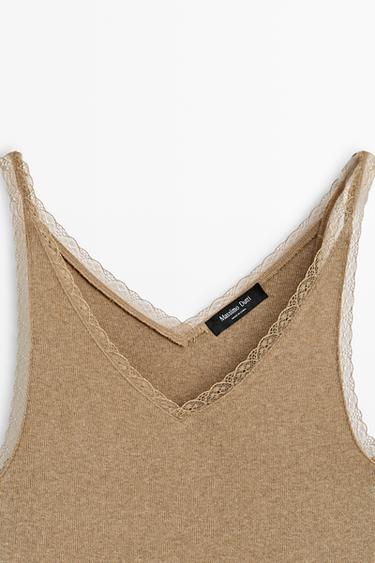 100% cotton lace detail camisole — OCHRE 9