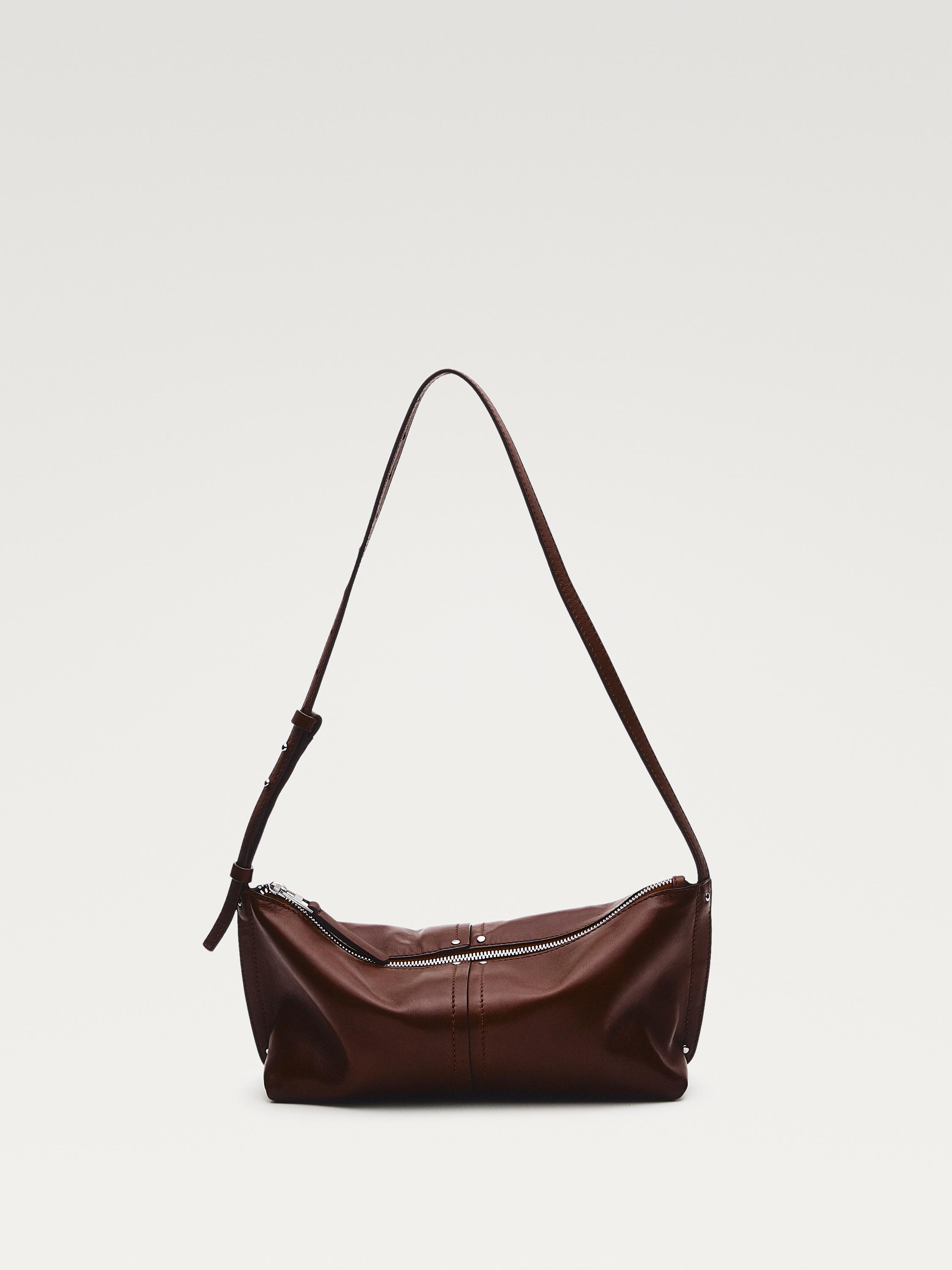 Nappa leather shoulder bag — BURGUNDY