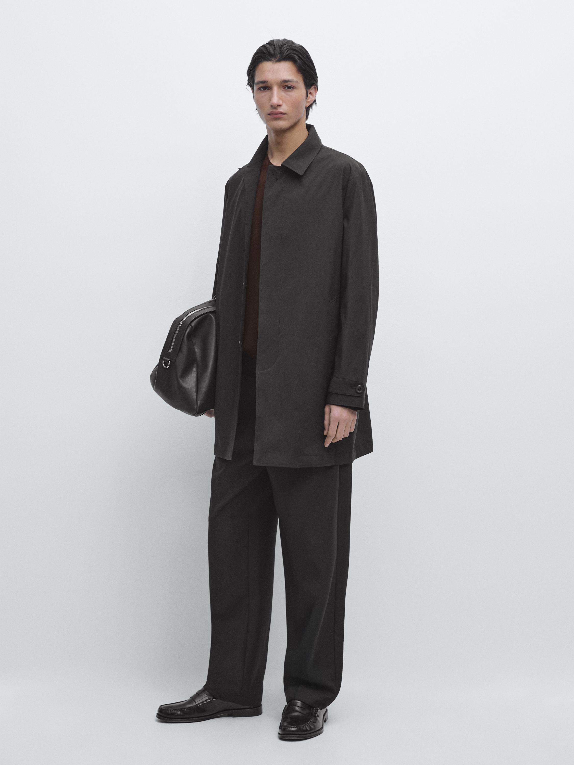 Lightweight technical fabric parka — BLACK