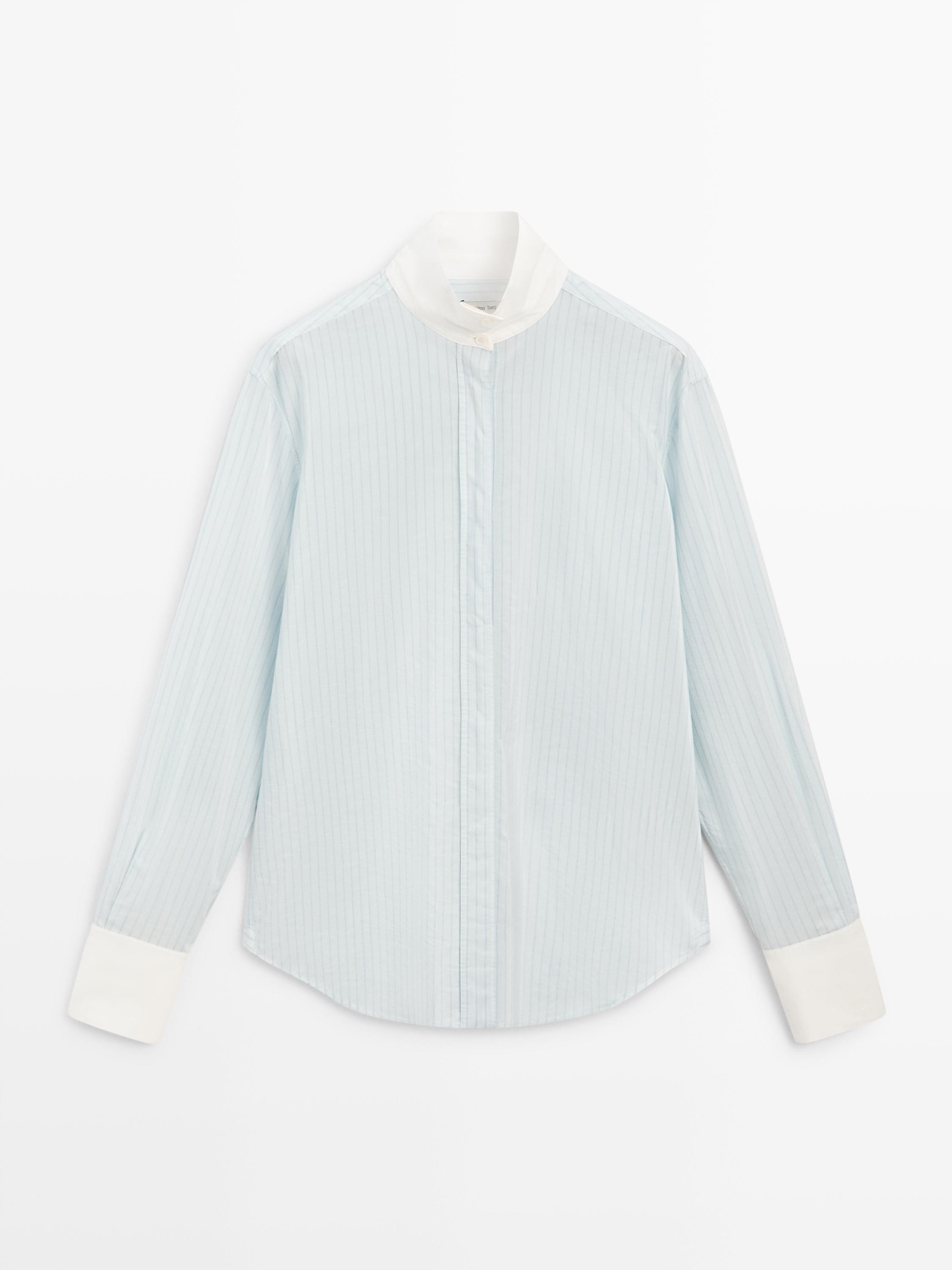 Shirt with contrast stripes - STUDIO — SKY BLUE