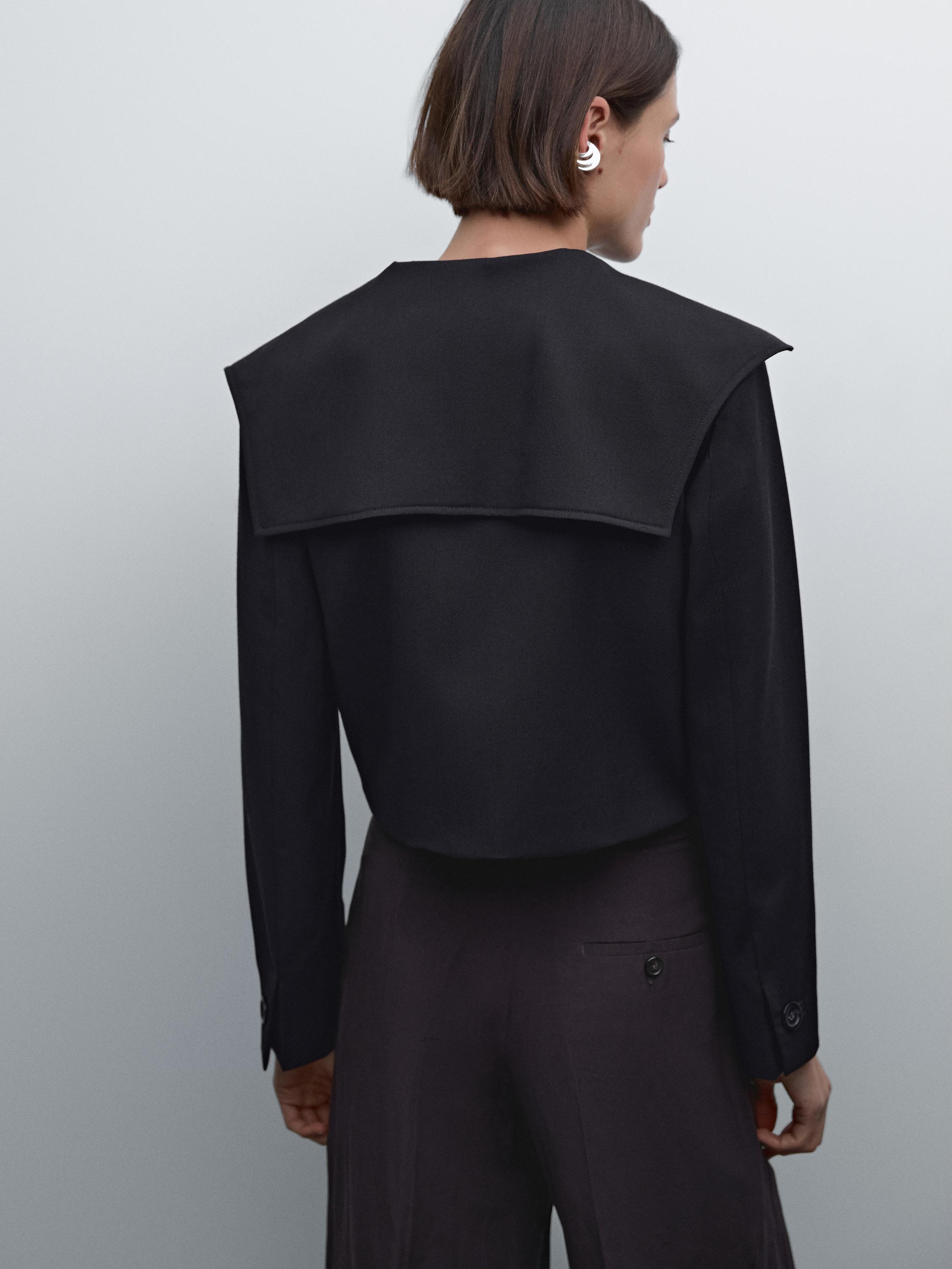 Wool blend sailor collar jacket