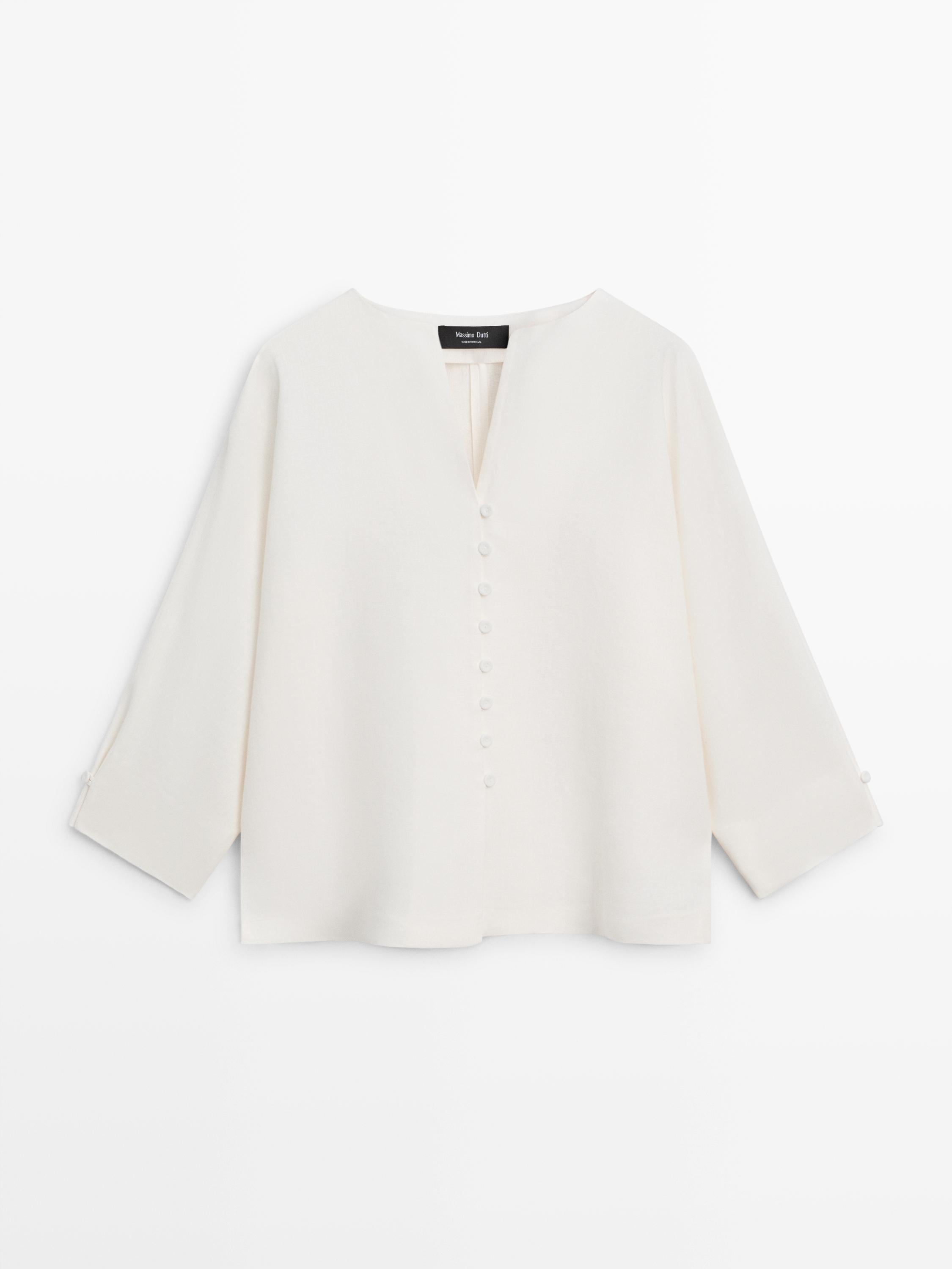 Jakke i hør med knappedetalje