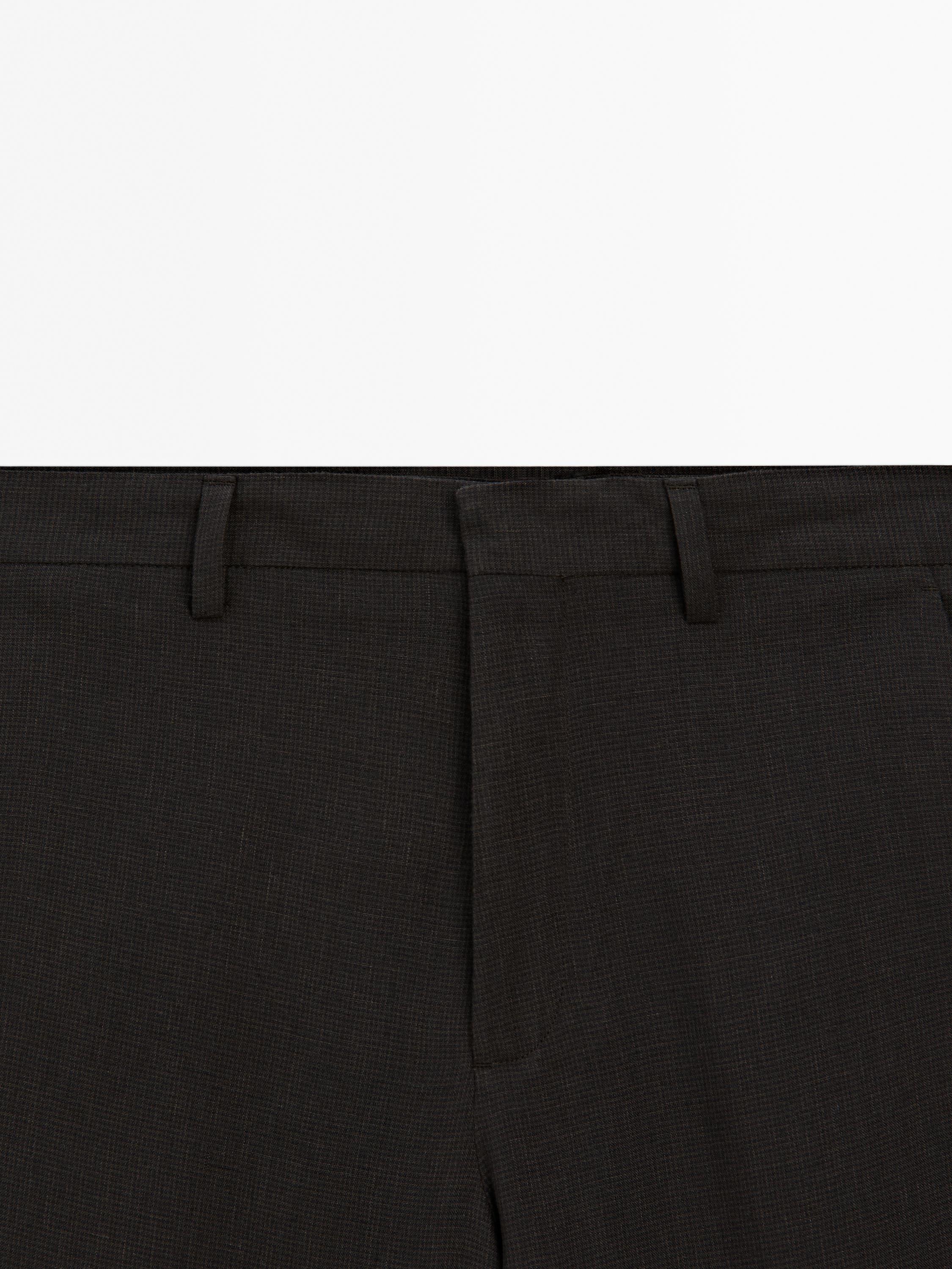 100% linen houndstooth trousers