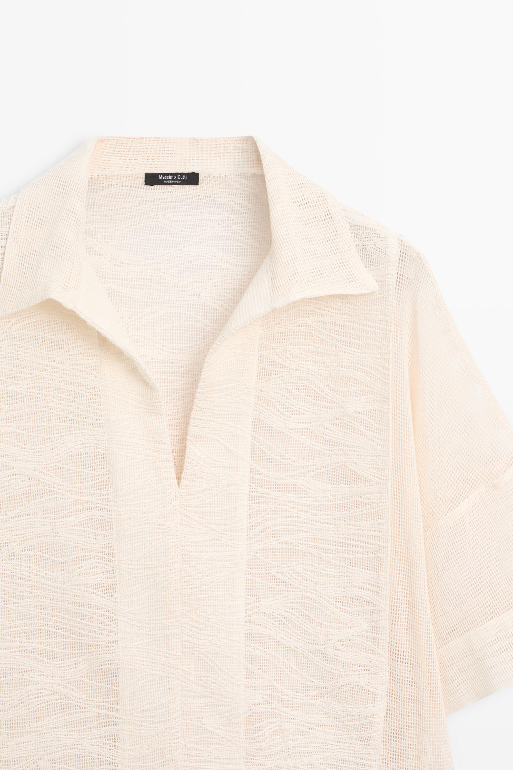 İşlemeli detaylı %100 pamuklu polo yaka gömlek