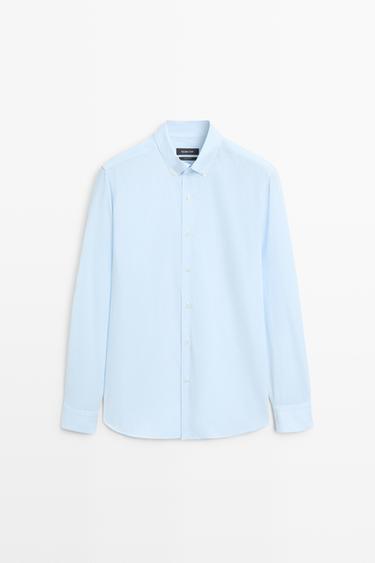 100% Cotton Pinstriped Shirt — SKY BLUE 2