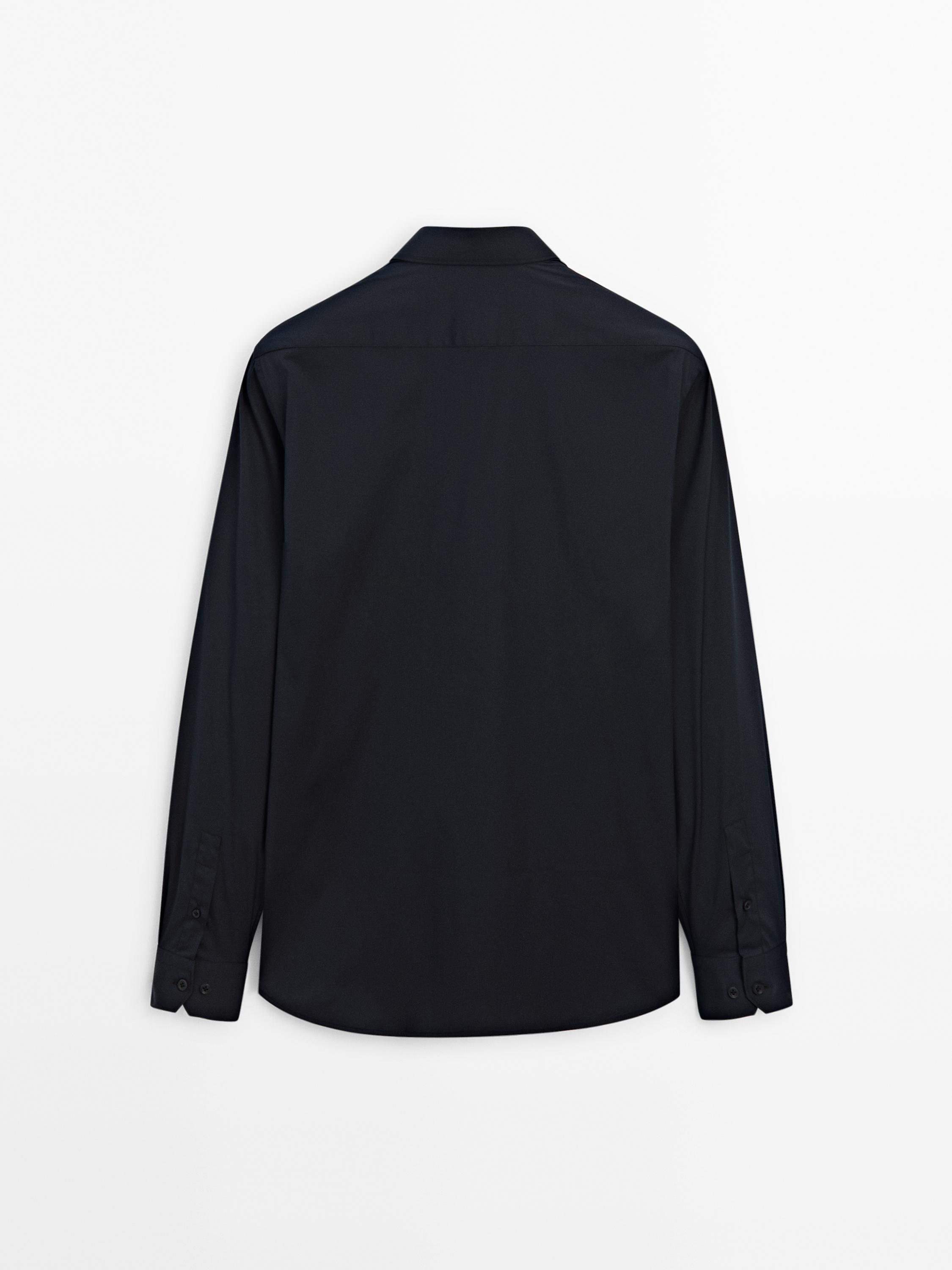 Slim fit stretch shirt — NAVY BLUE