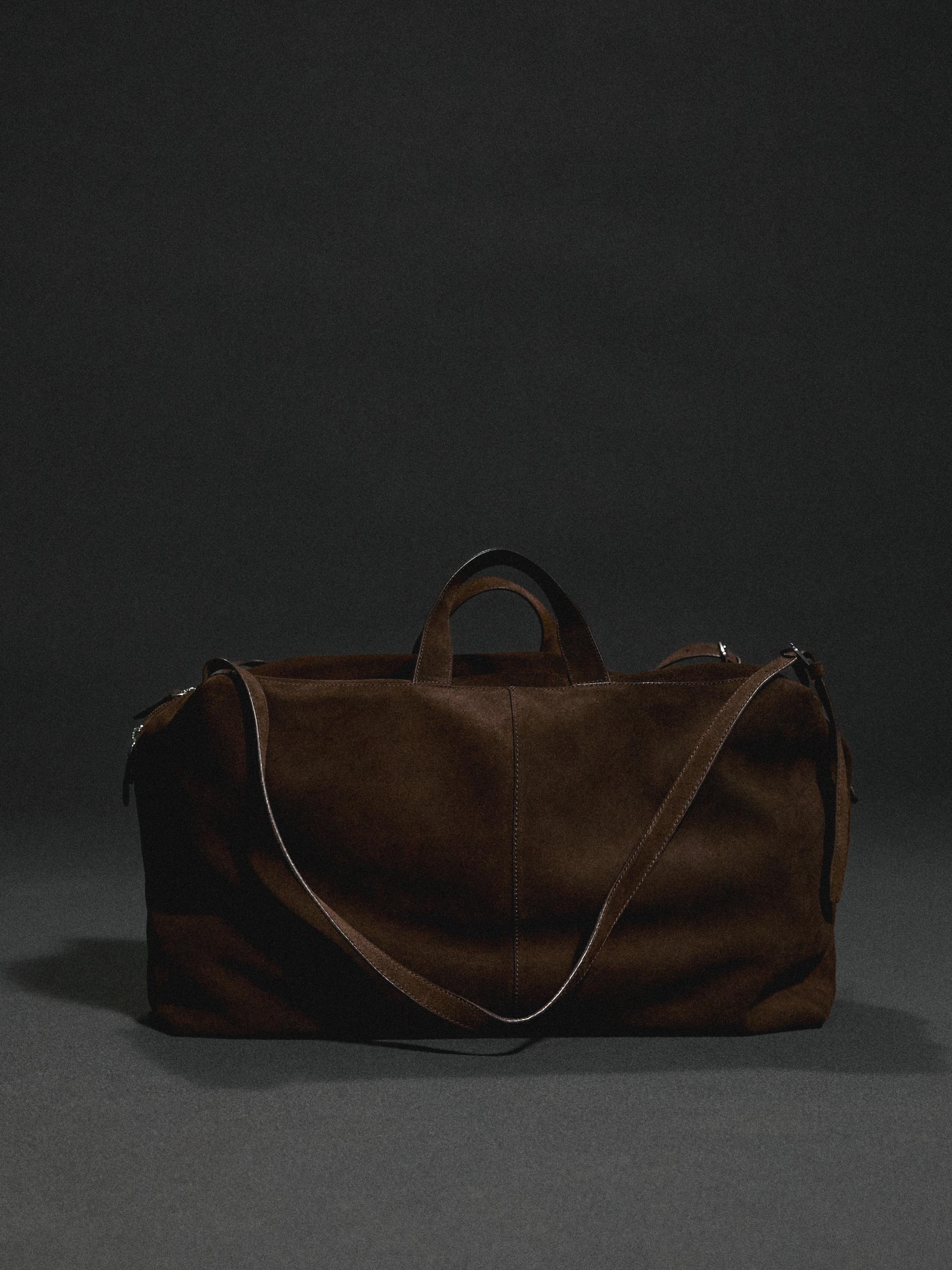 Suede leather travel bag