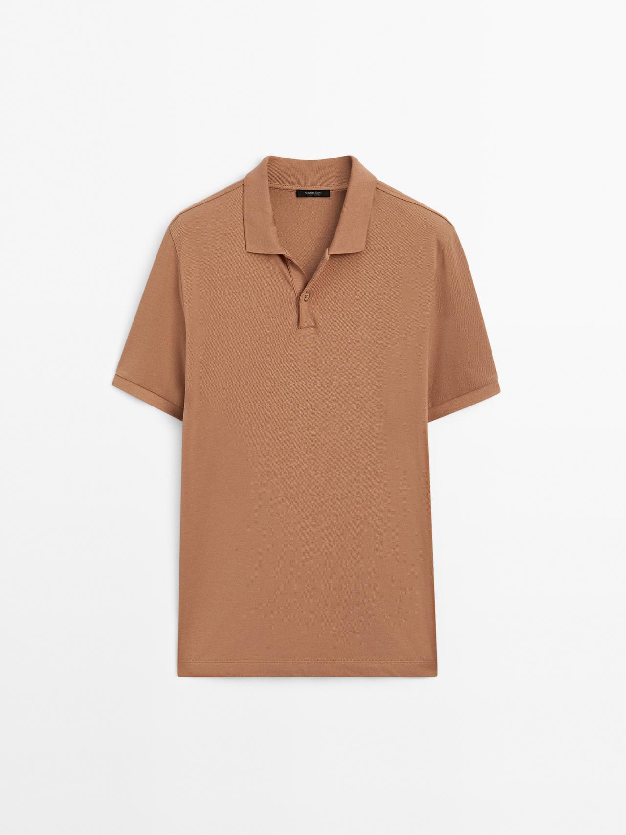 Massimo Dutti - Herre - Poloshirt I Bomuldspiqué Med Mikrostruktur - Grønlig - S
