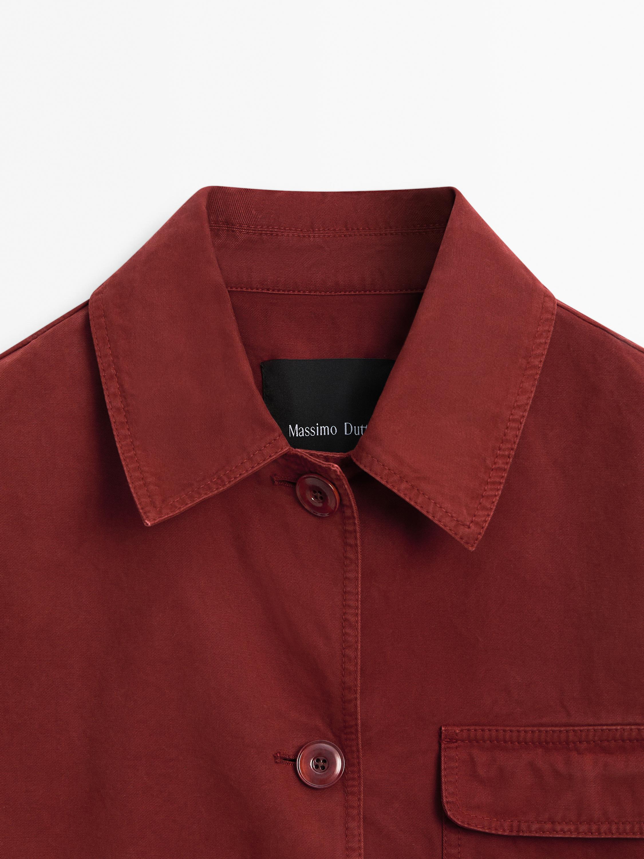 Russet cotton jacket with pocket details