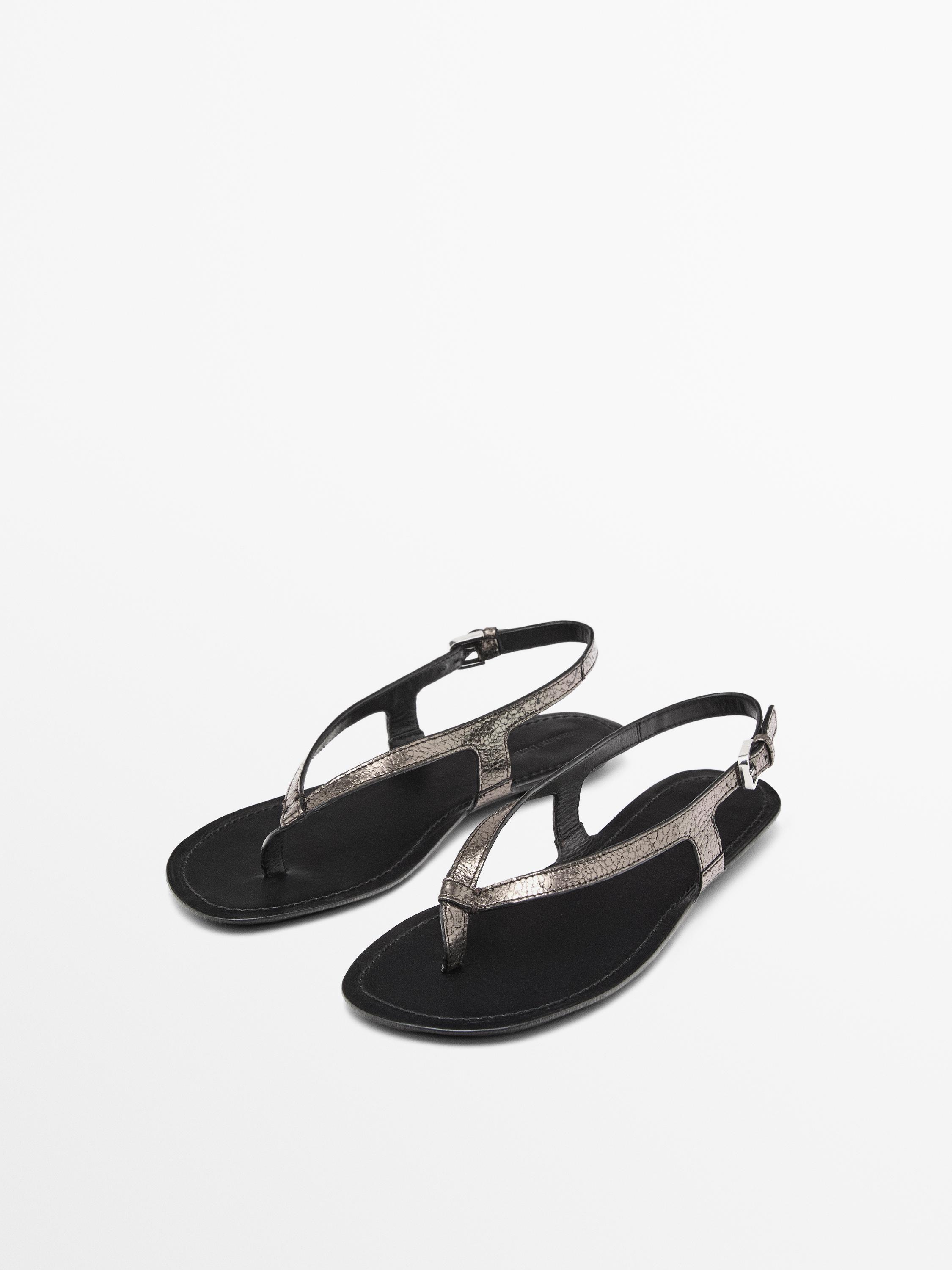 Metallic flat sandals