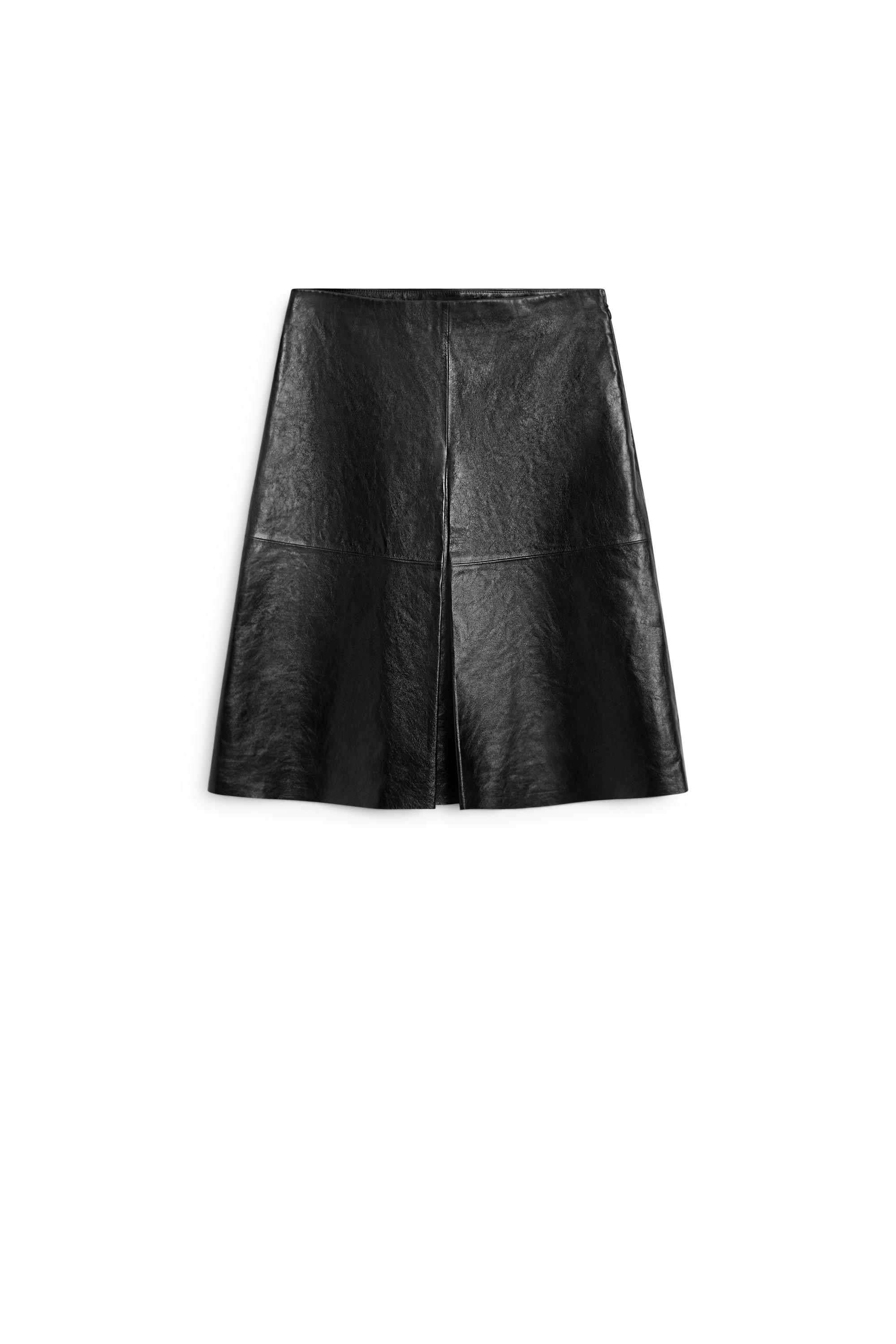 Short nappa leather skirt — BLACK