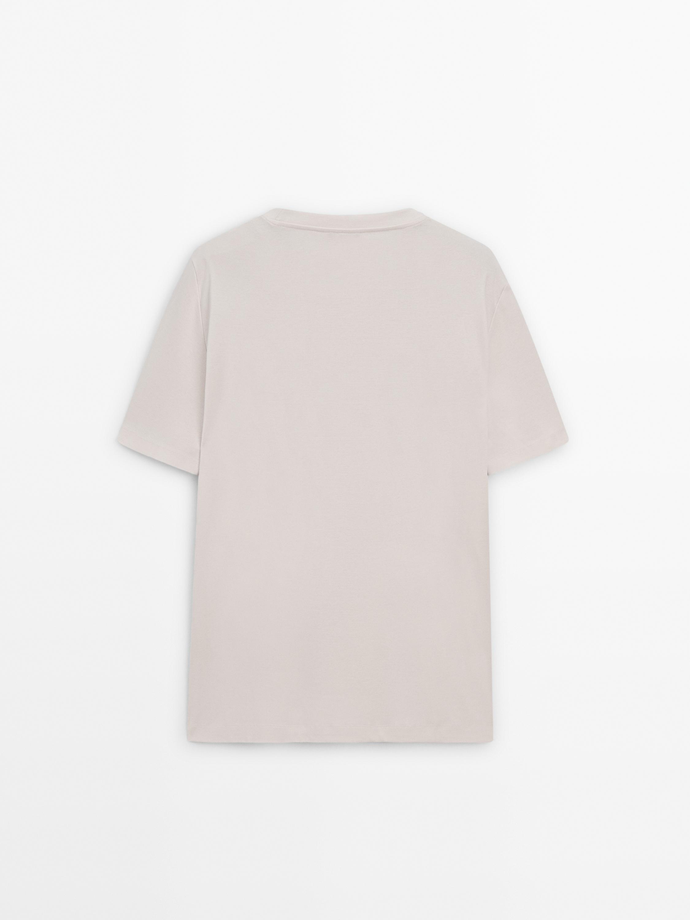 100% mercerised cotton T-shirt — CREAM