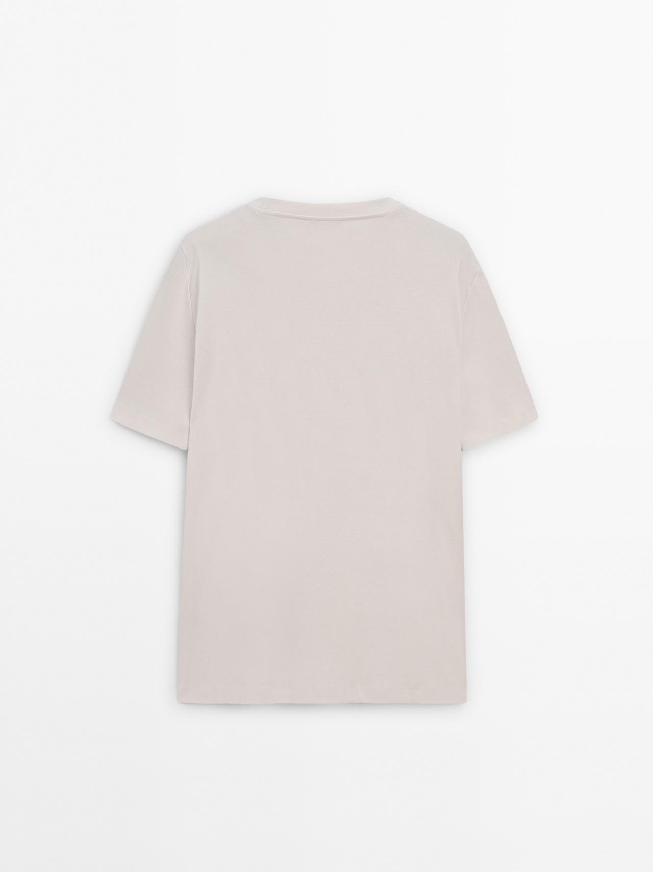 100% mercerised cotton ribbed T-shirt — CREAM