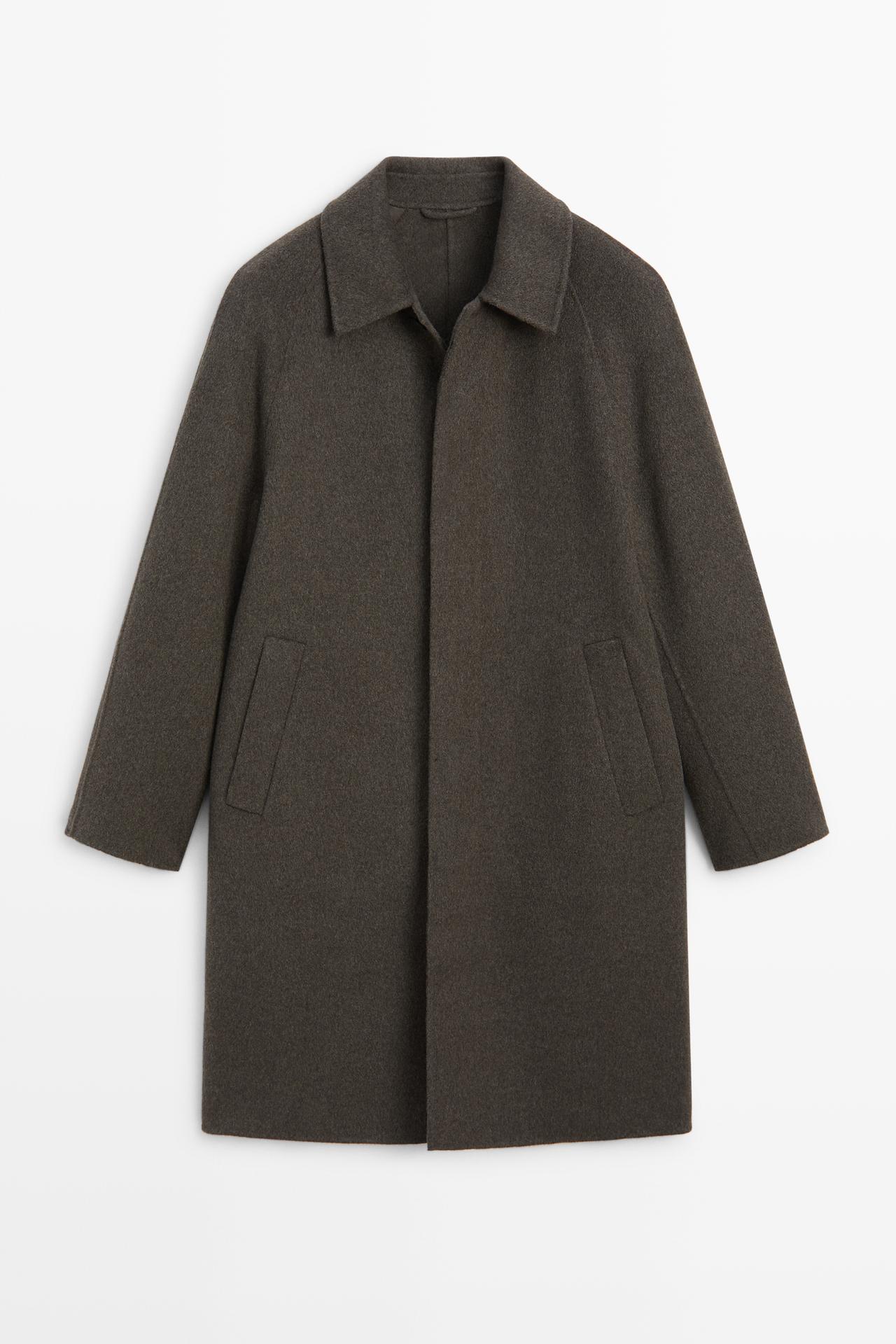 Long double-faced wool blend coat — BROWN