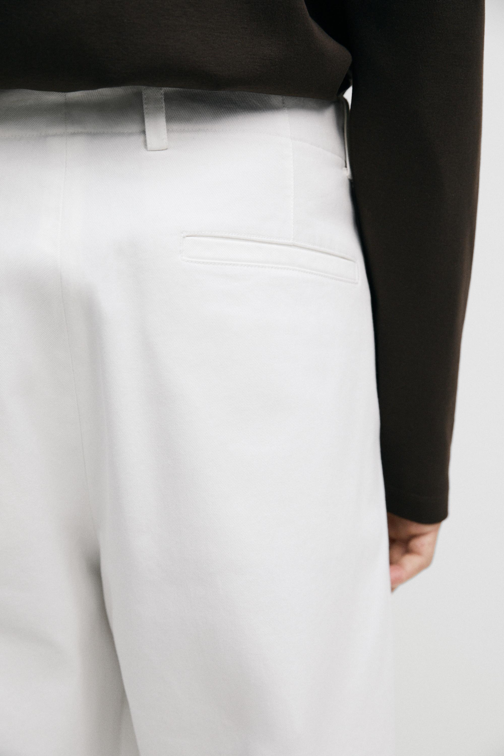 Cotton blend straight-leg pants — Off white
