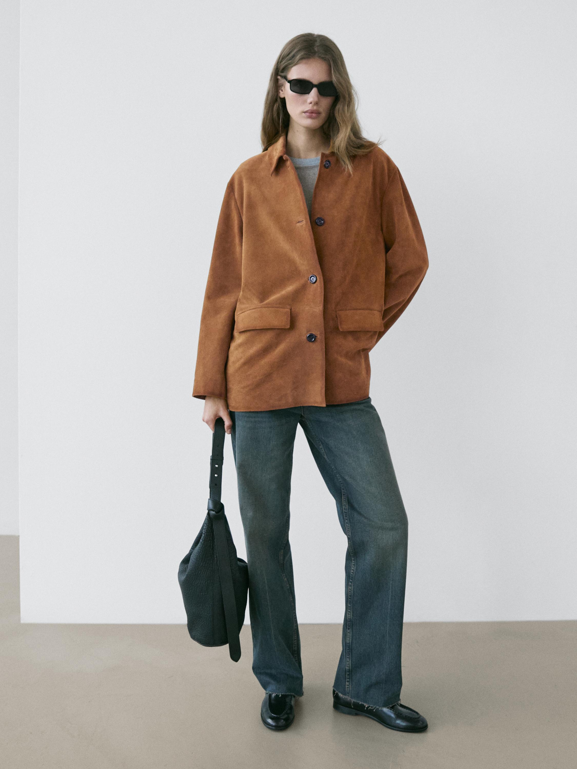 Suede leather jacket — CAMEL