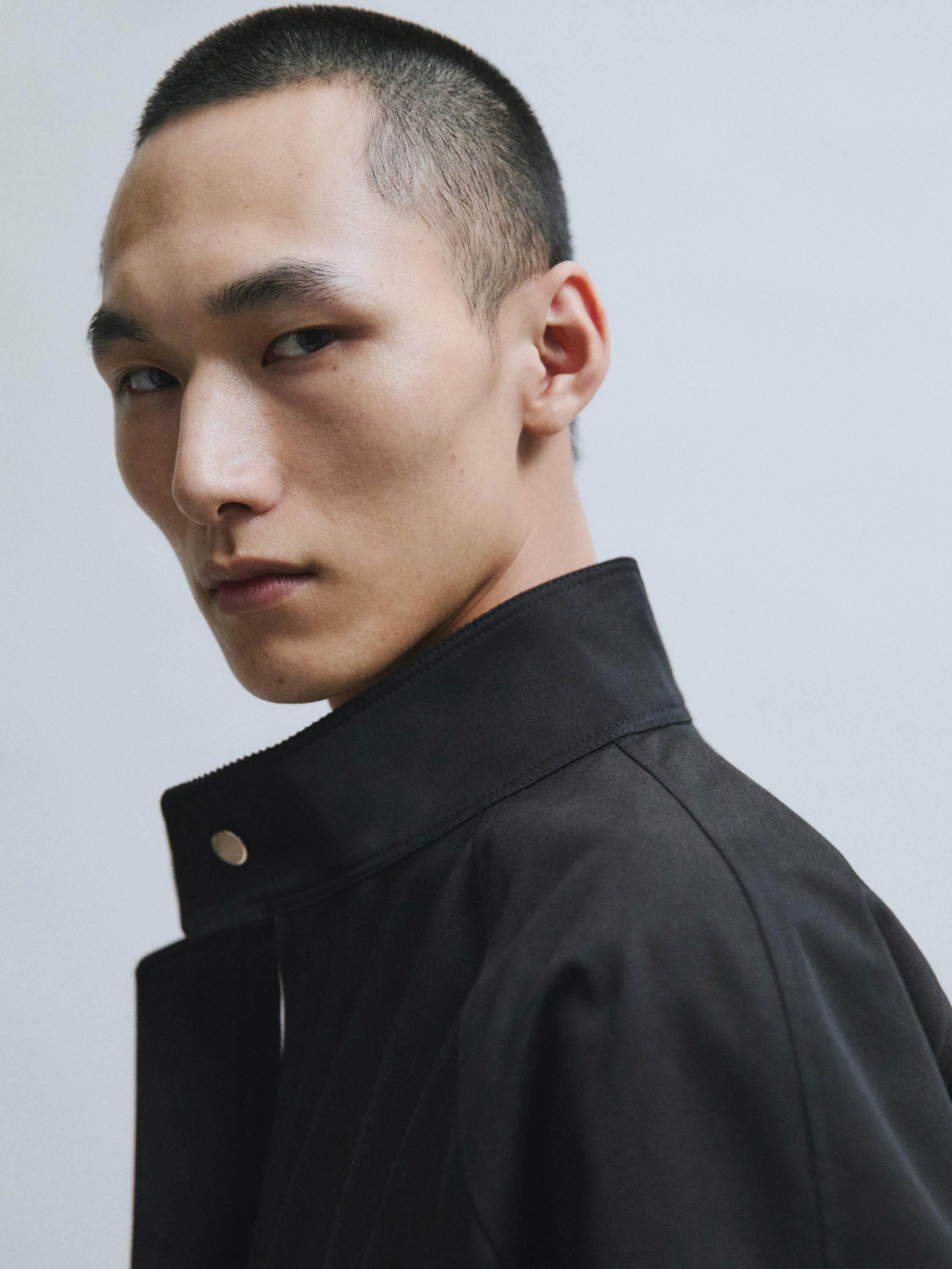Bomber jacket with collar detail — DARK NAVY