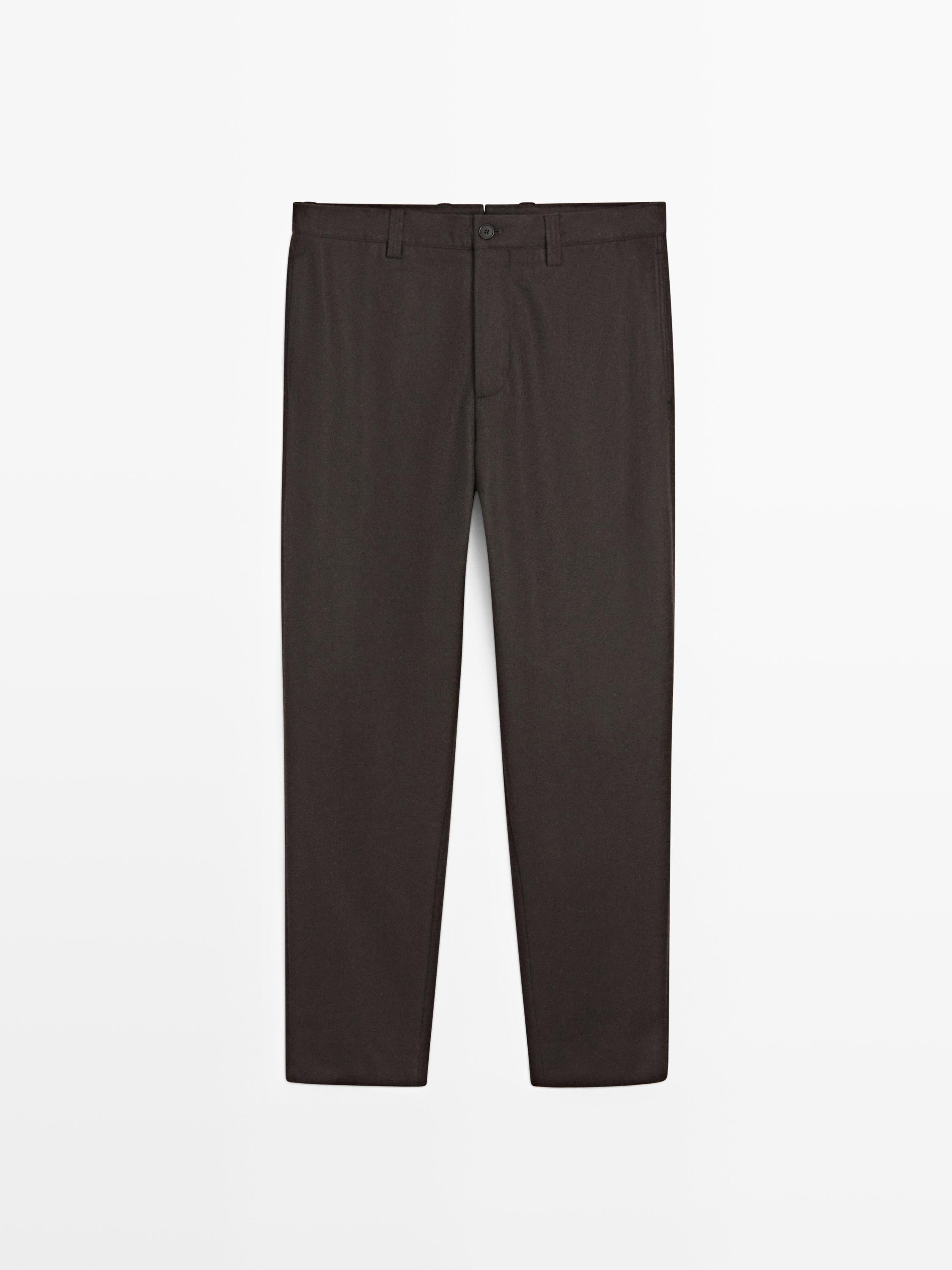 Total look wool blend trousers — BROWN