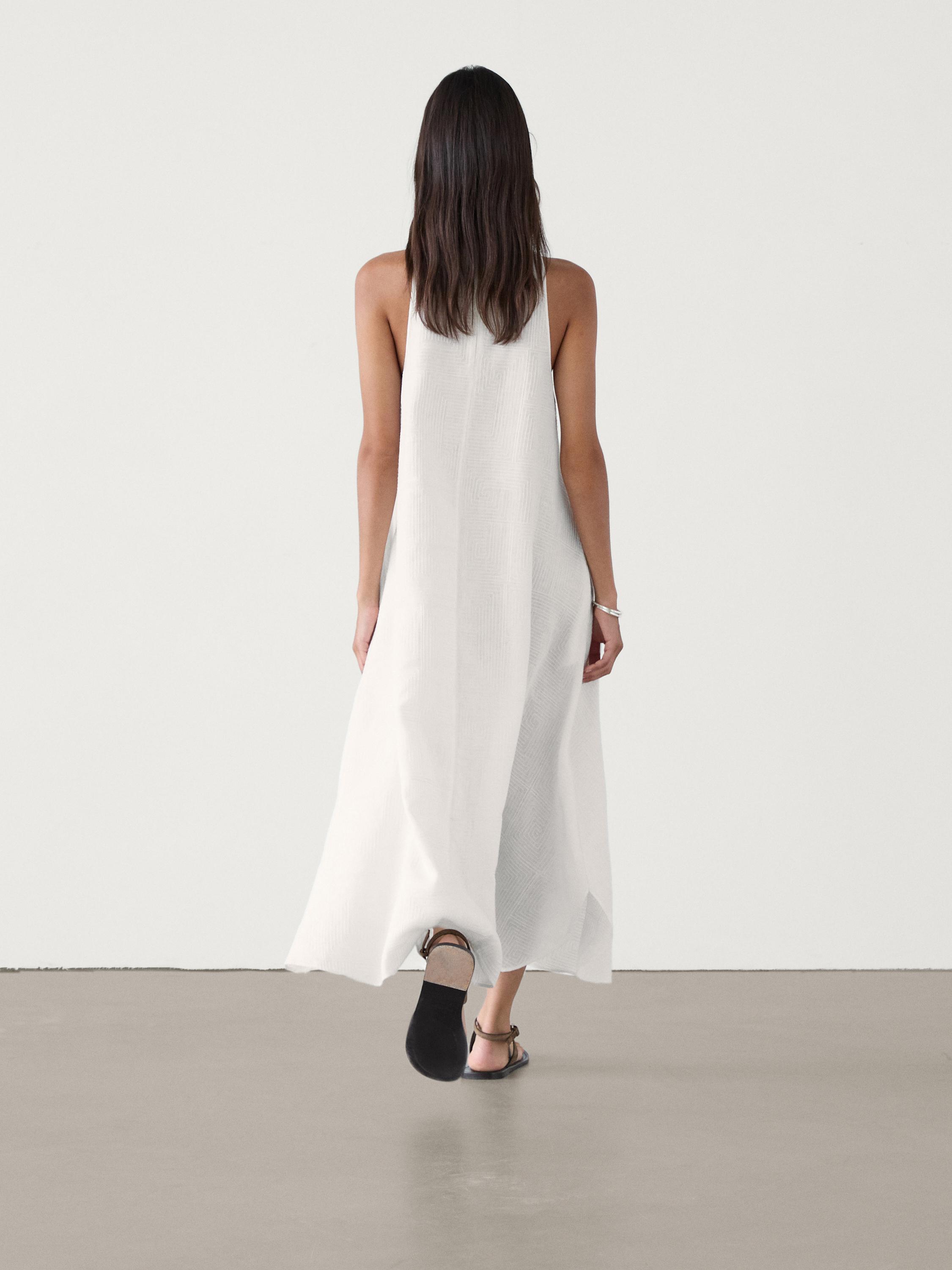 Massimo dutti black and white dress best sale