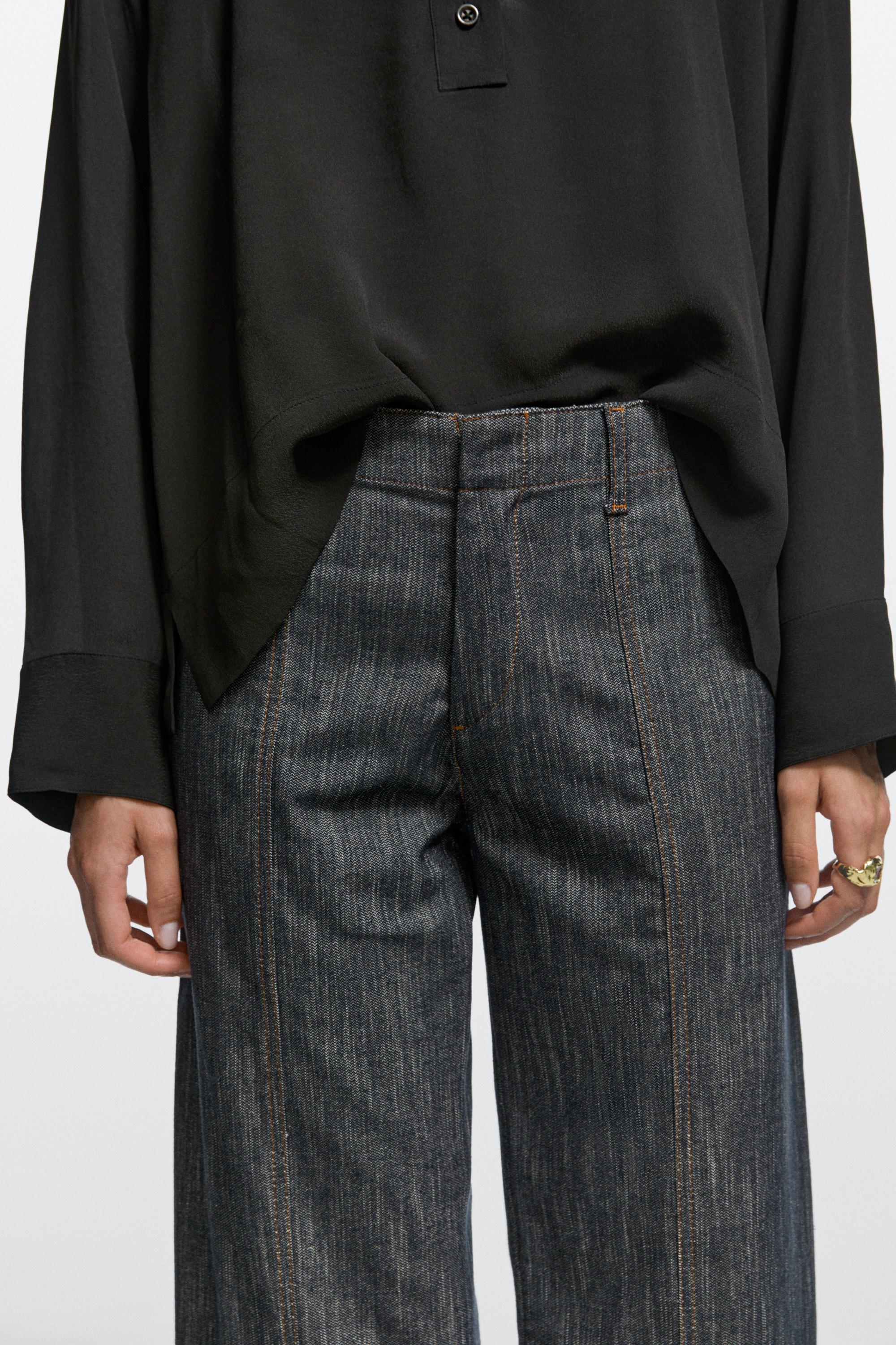 Wide-leg denim effect pants — INDIGO