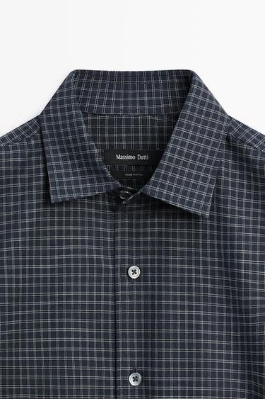Regular fit check 100% cotton shirt — NAVY BLUE 9
