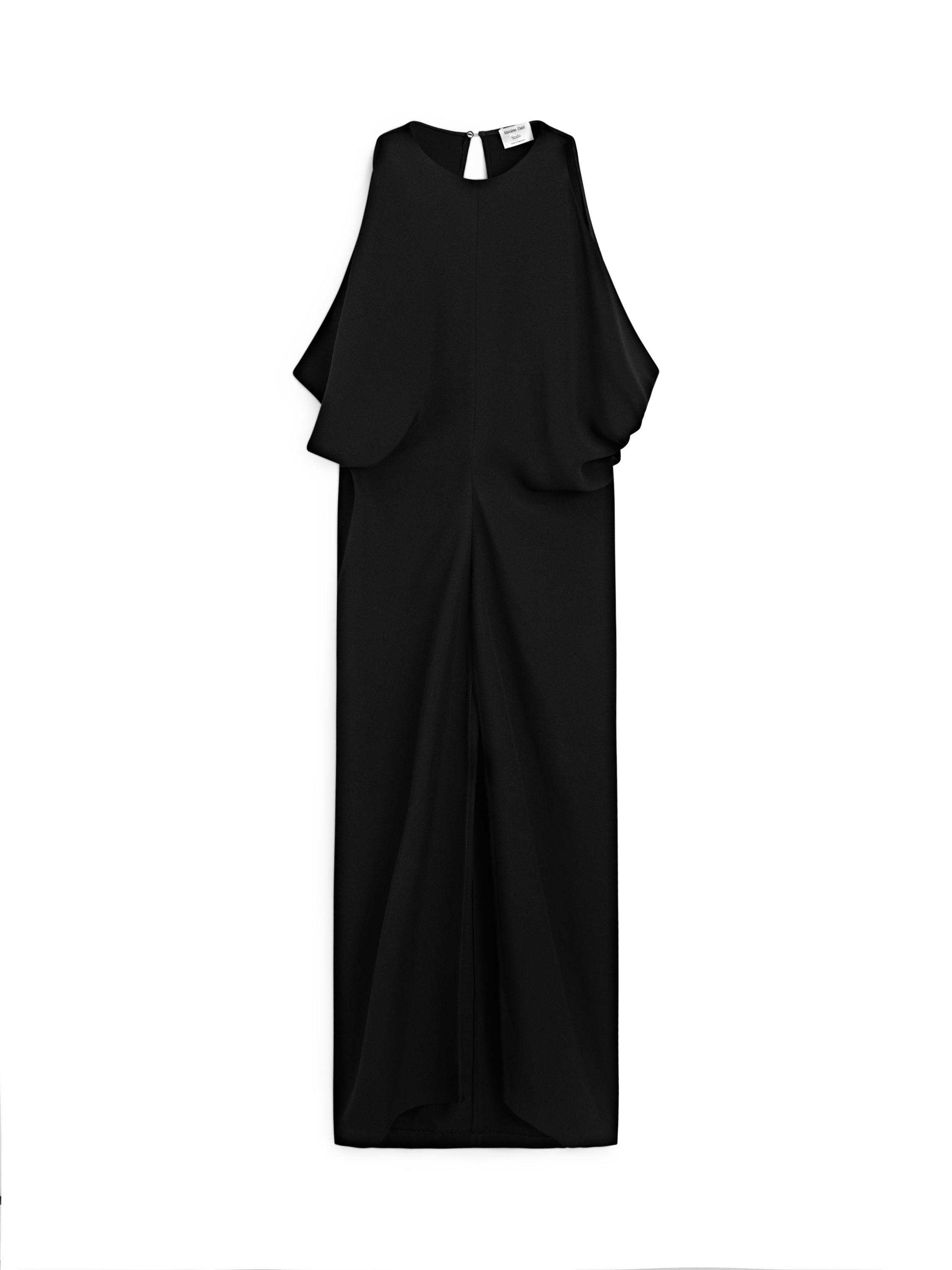 Pleated midi dress — BLACK