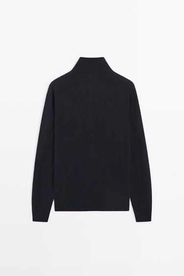 Wool blend mock neck knit sweater — NAVY BLUE 6