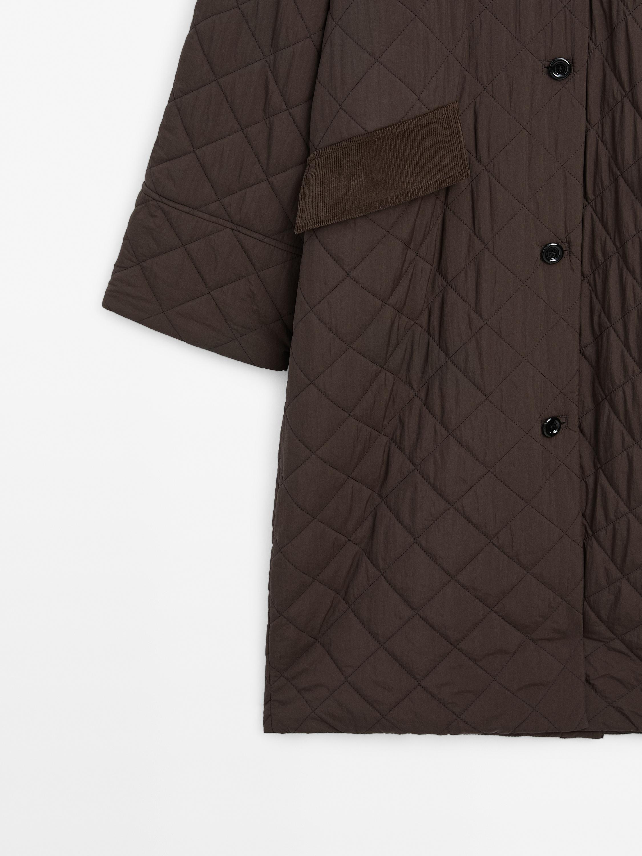 Long coat with corduroy detail