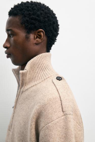 Mock neck knit sweater with zip — Light Beige 8