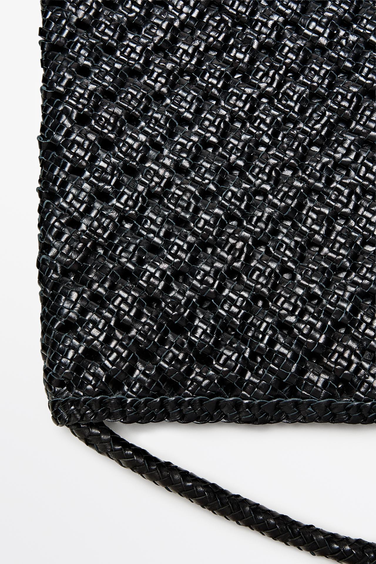 Braided nappa leather bag — BLACK