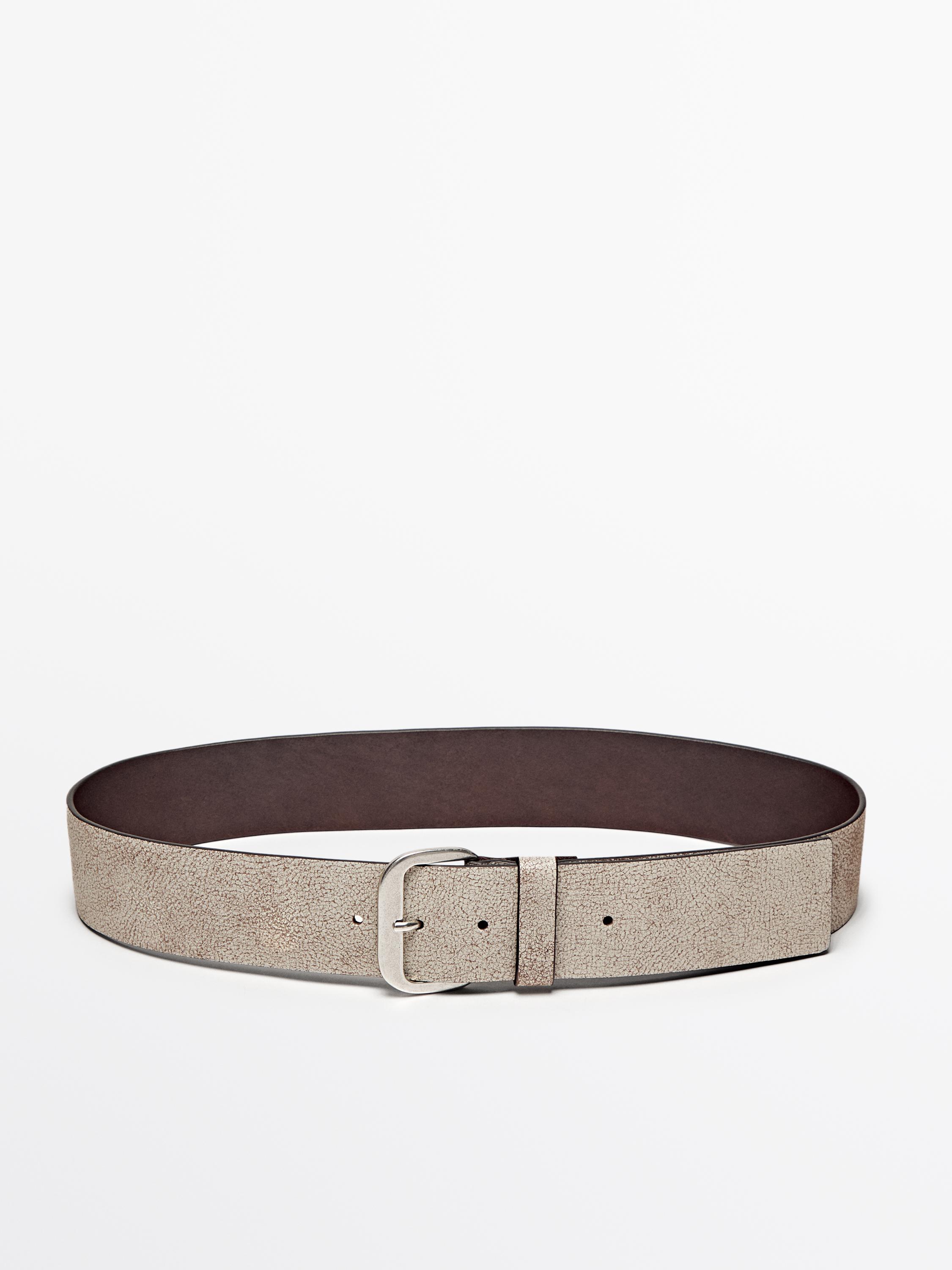 Wide belt with leather detail