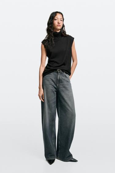 High-waist relaxed barrel fit jeans — Dark blue 1