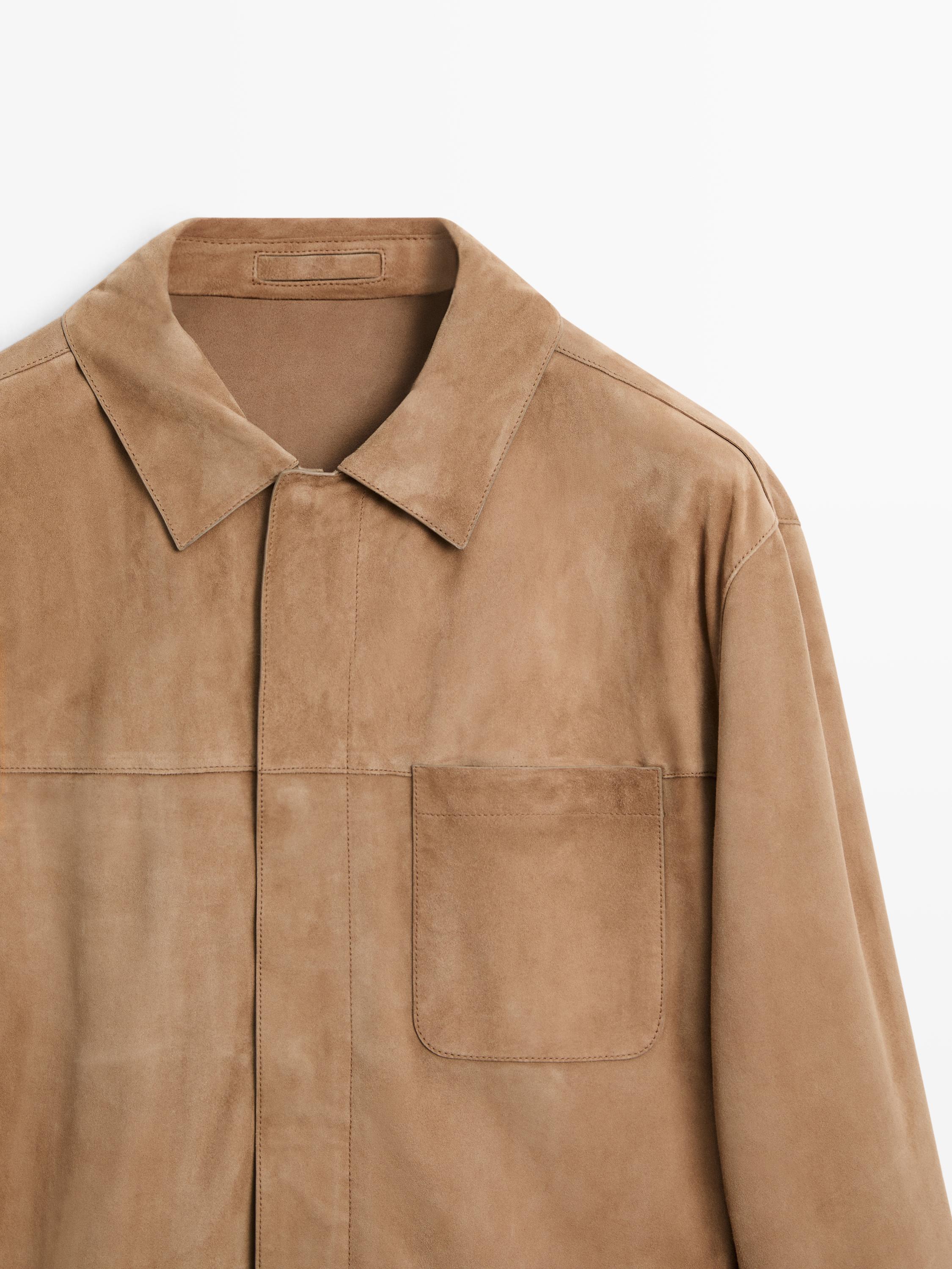 Suede leather jacket with pocket detail — MINK