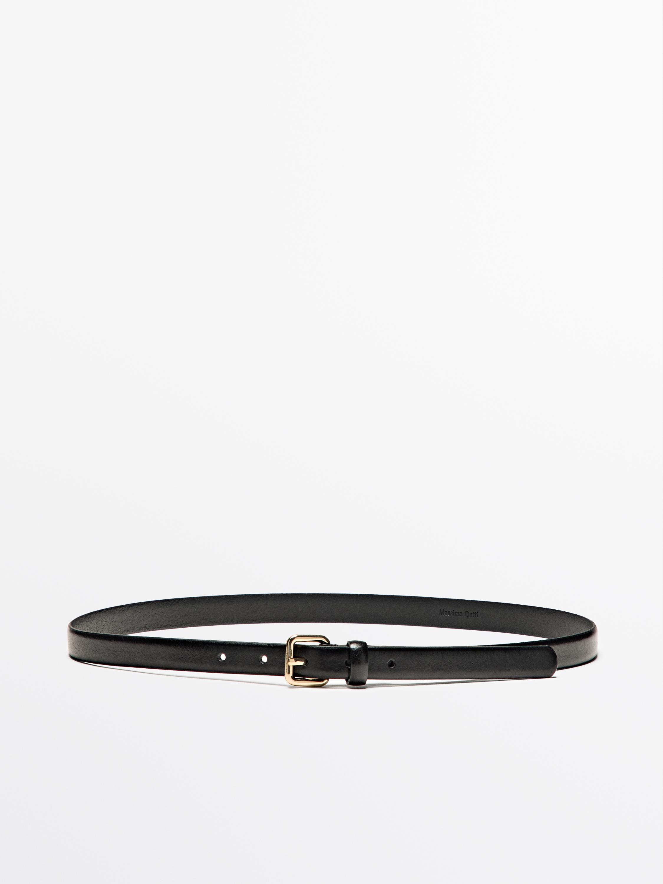 Leather belt with square buckle