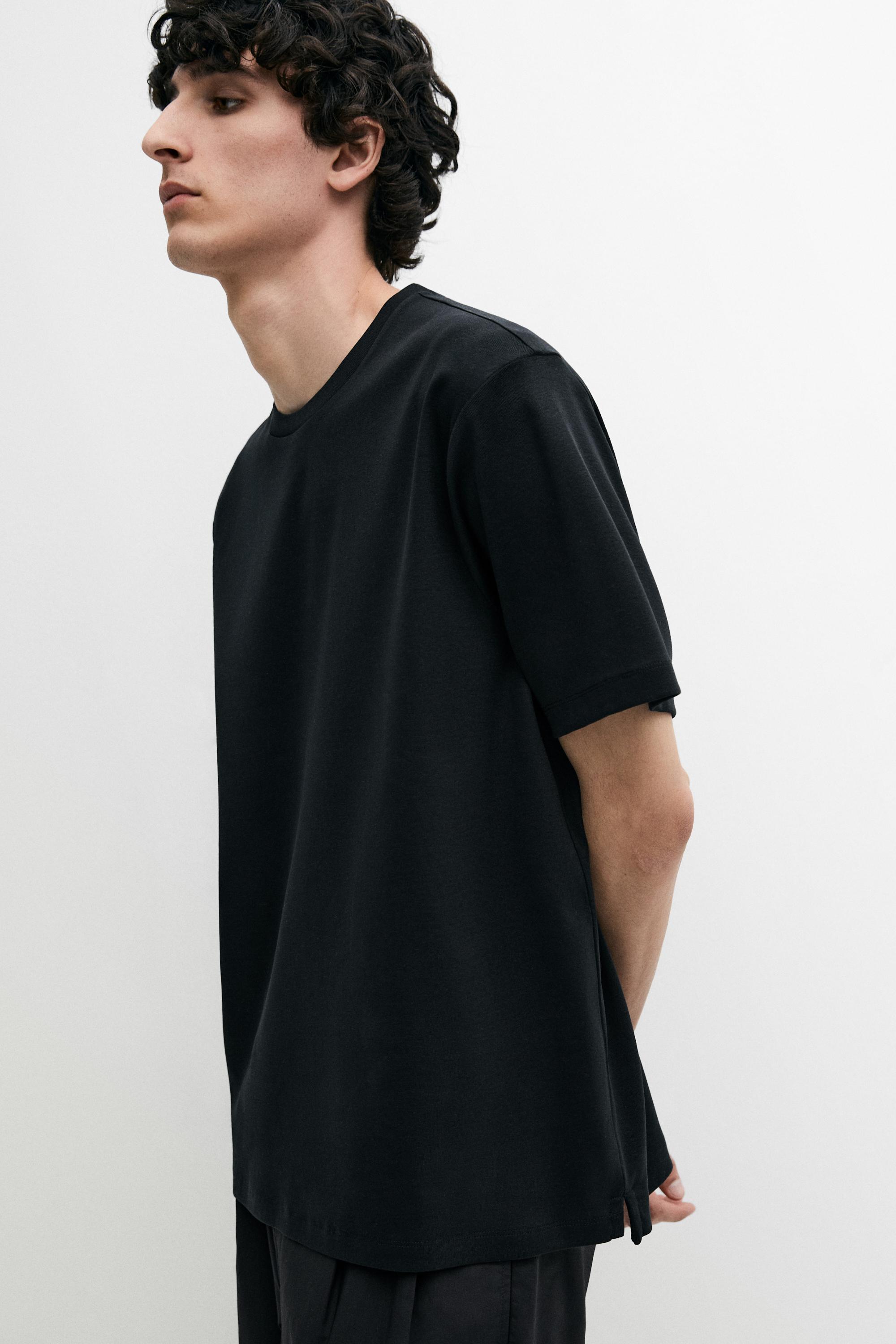 100% mercerised cotton T-shirt — BLACK