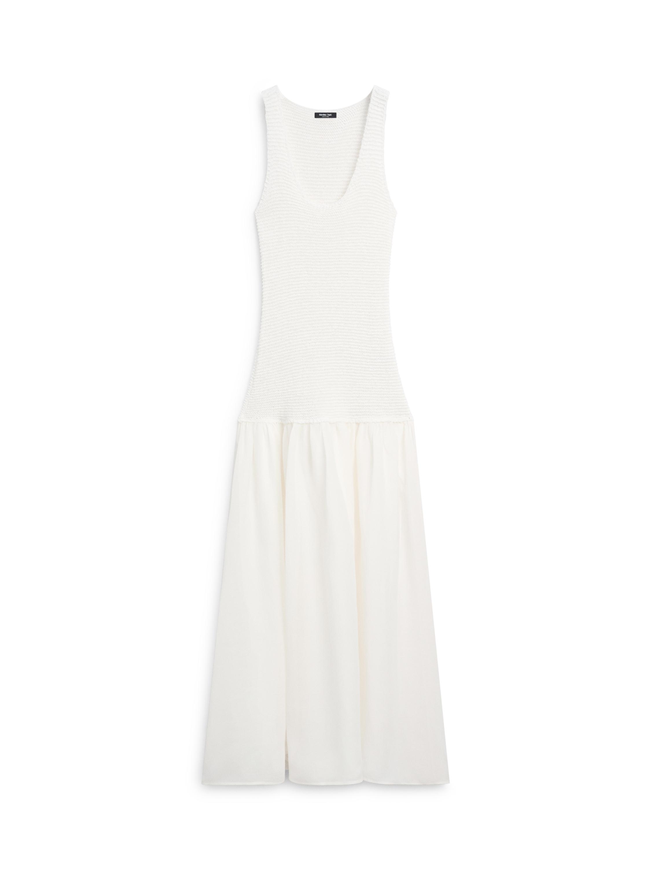 Long matching linen blend dress  Pure White  Dress | Massimo Dutti