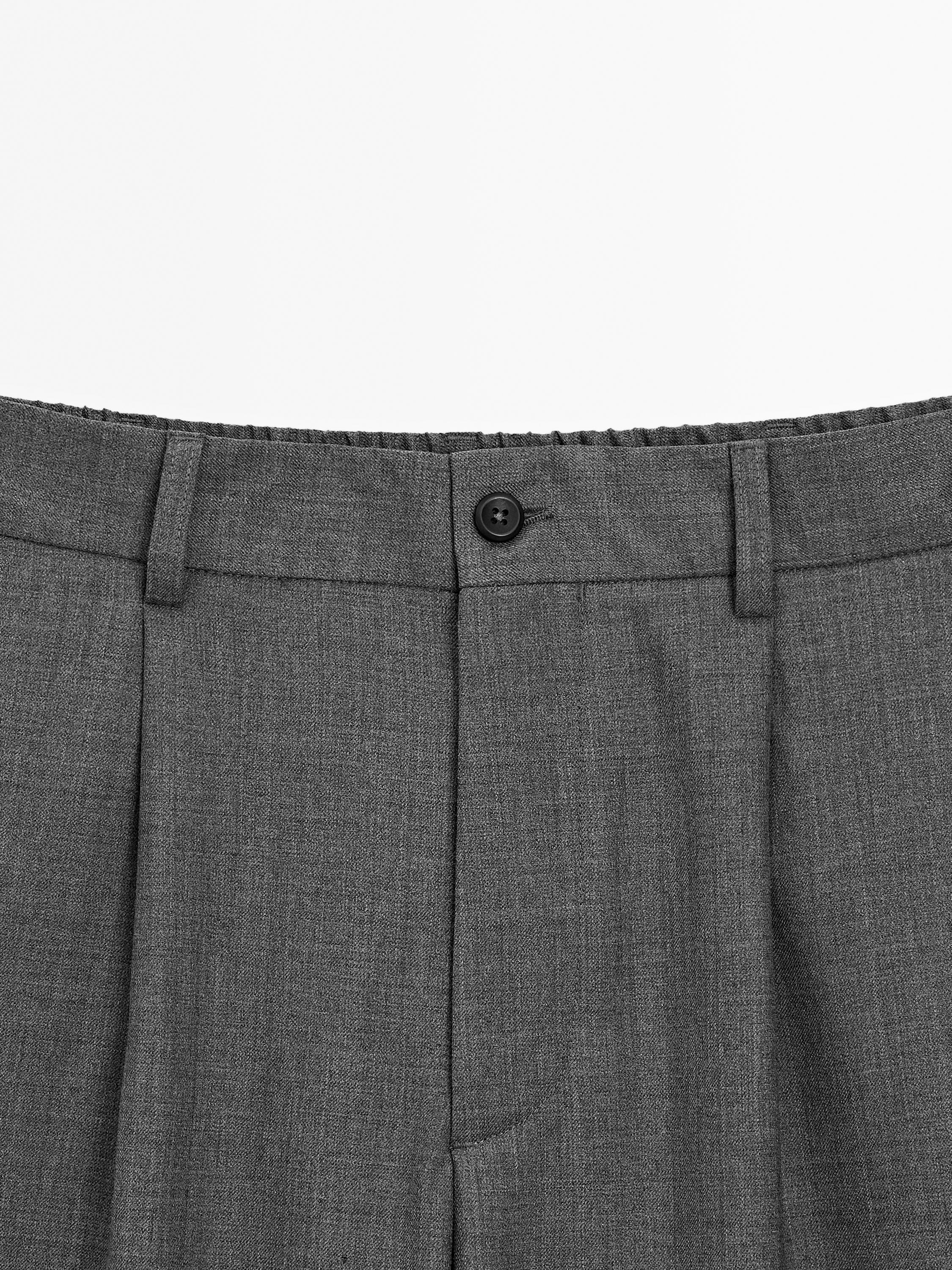 Relaxed fit cool wool blend trousers