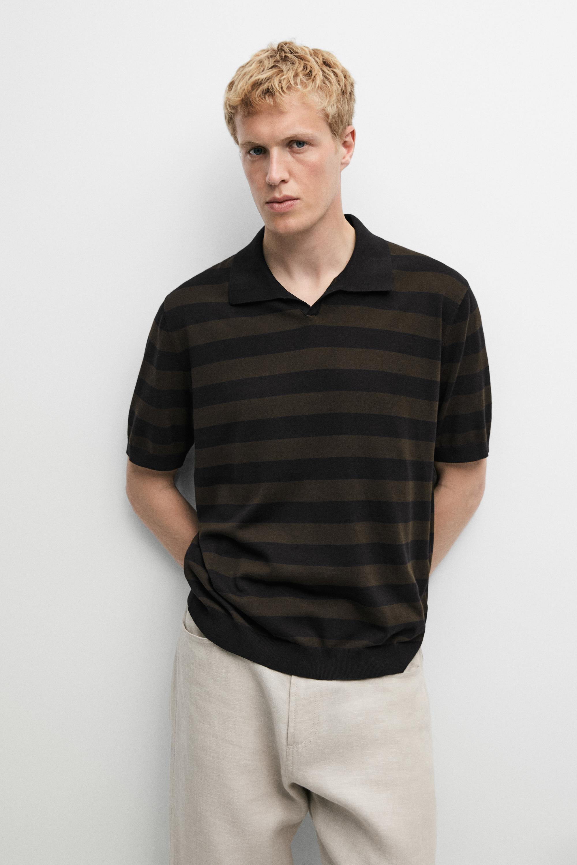 Polo rayé en maille 100 % coton