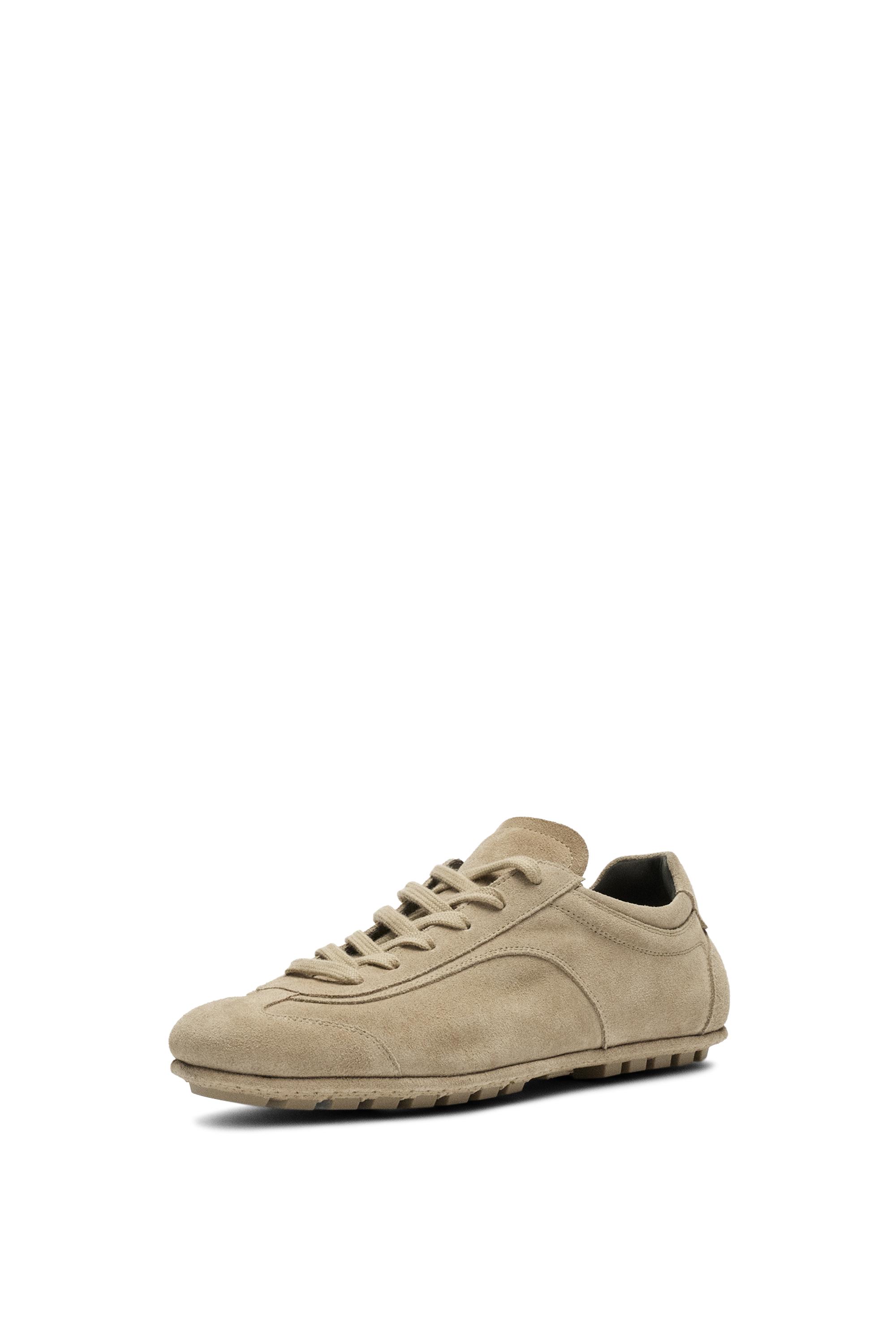 Split suede leather trainers — SAND