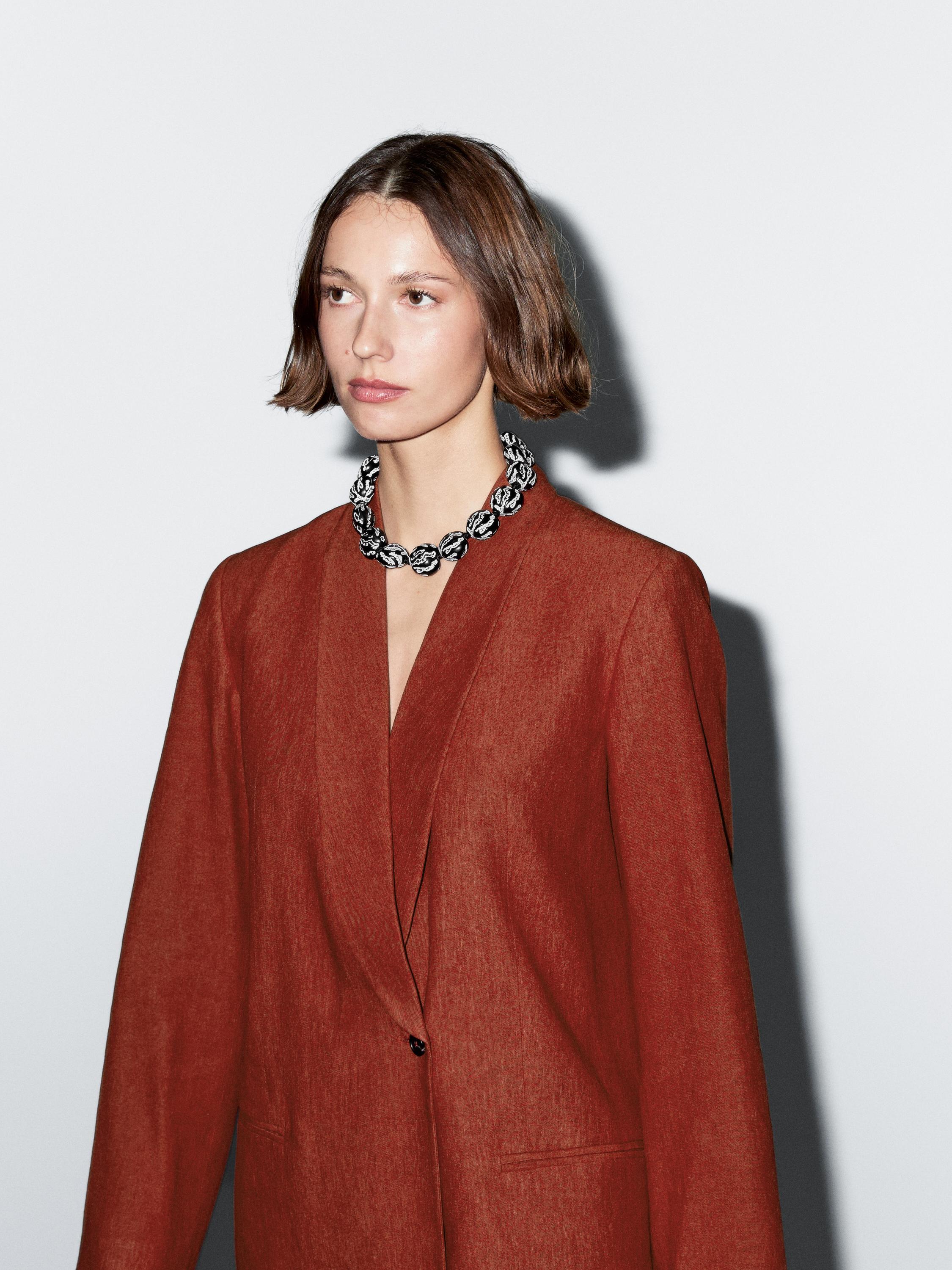 Linen blend shawl collar blazer