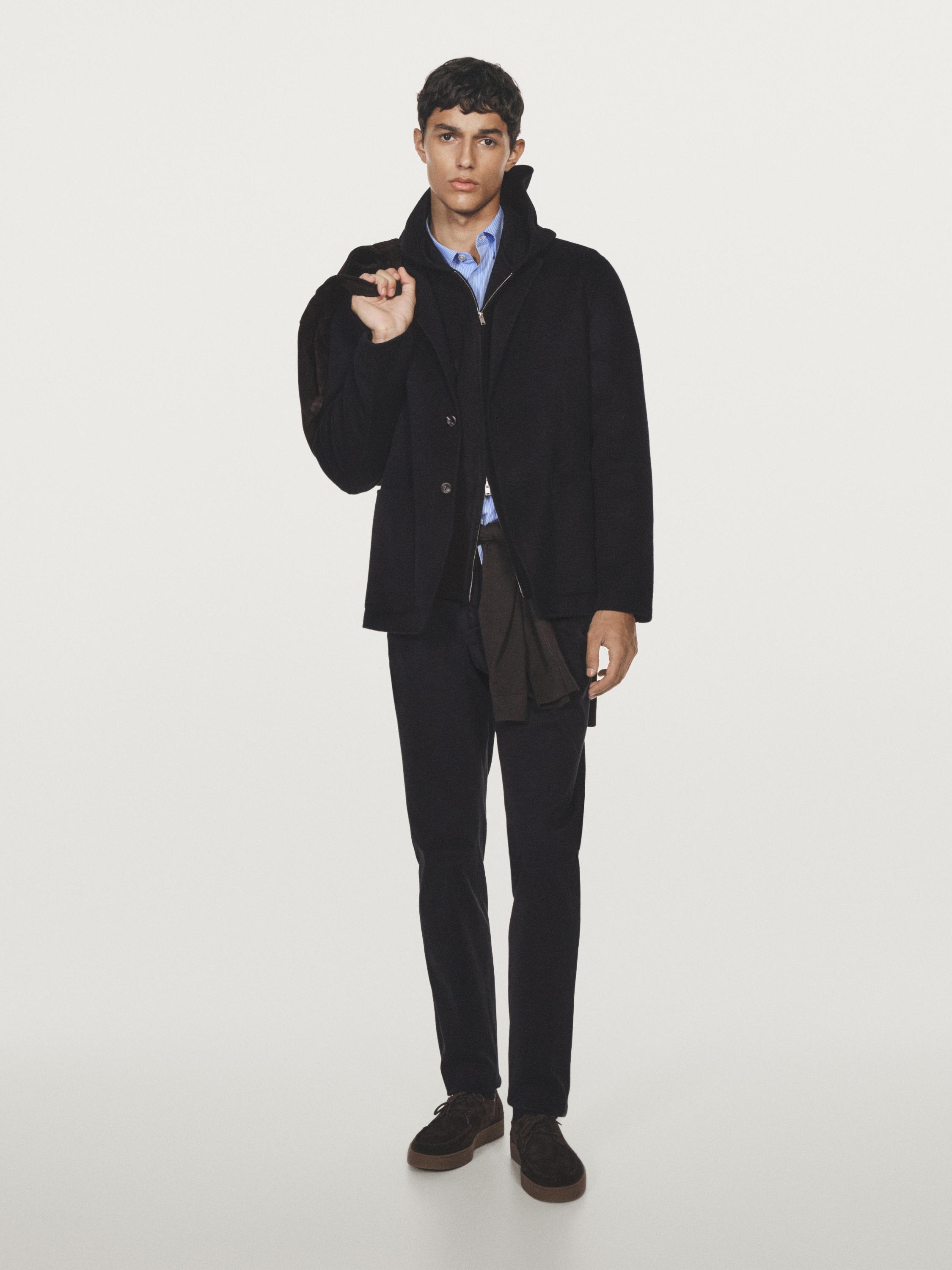 Slim fit textured trousers