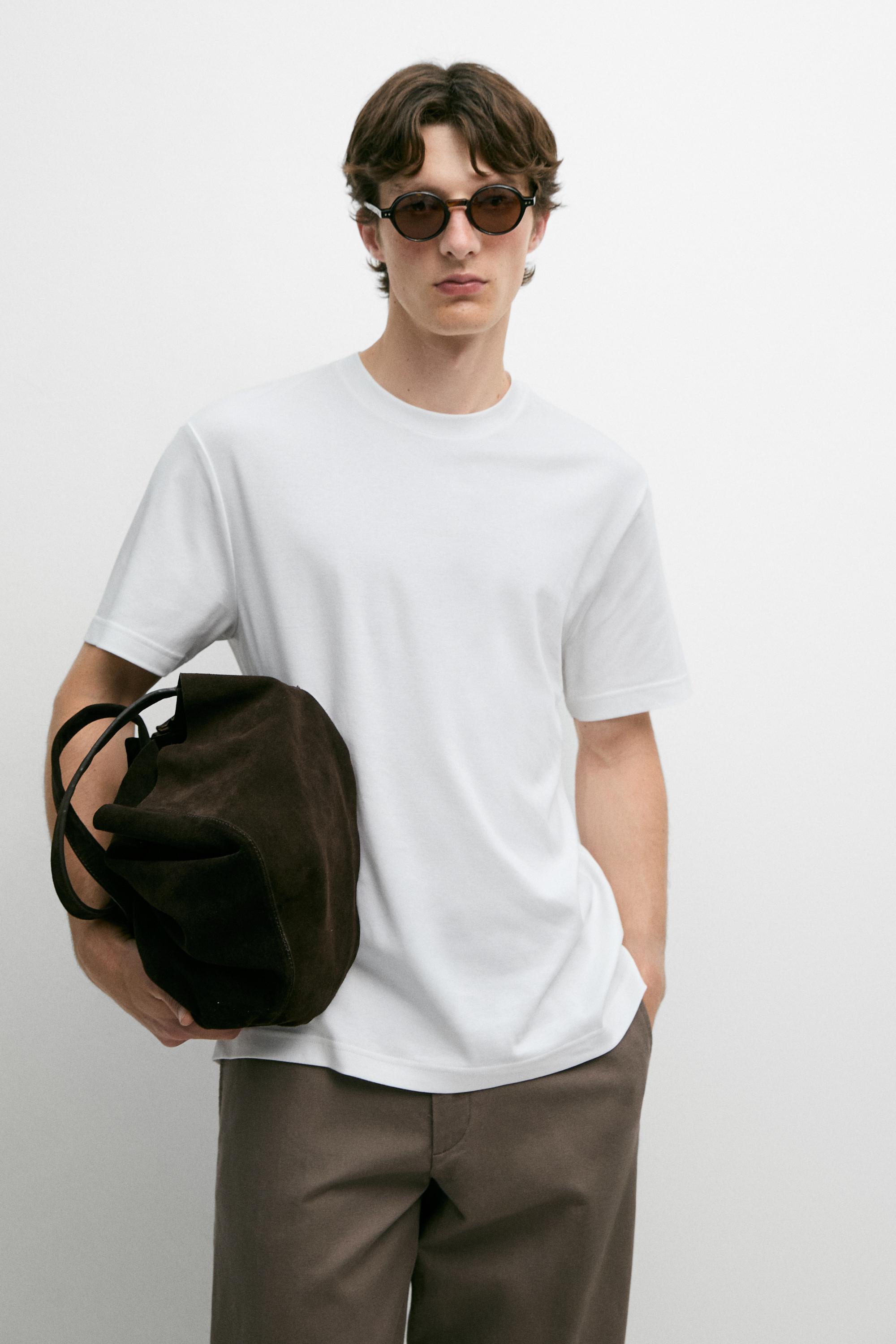 100% cotton short-sleeve T-shirt — WHITE