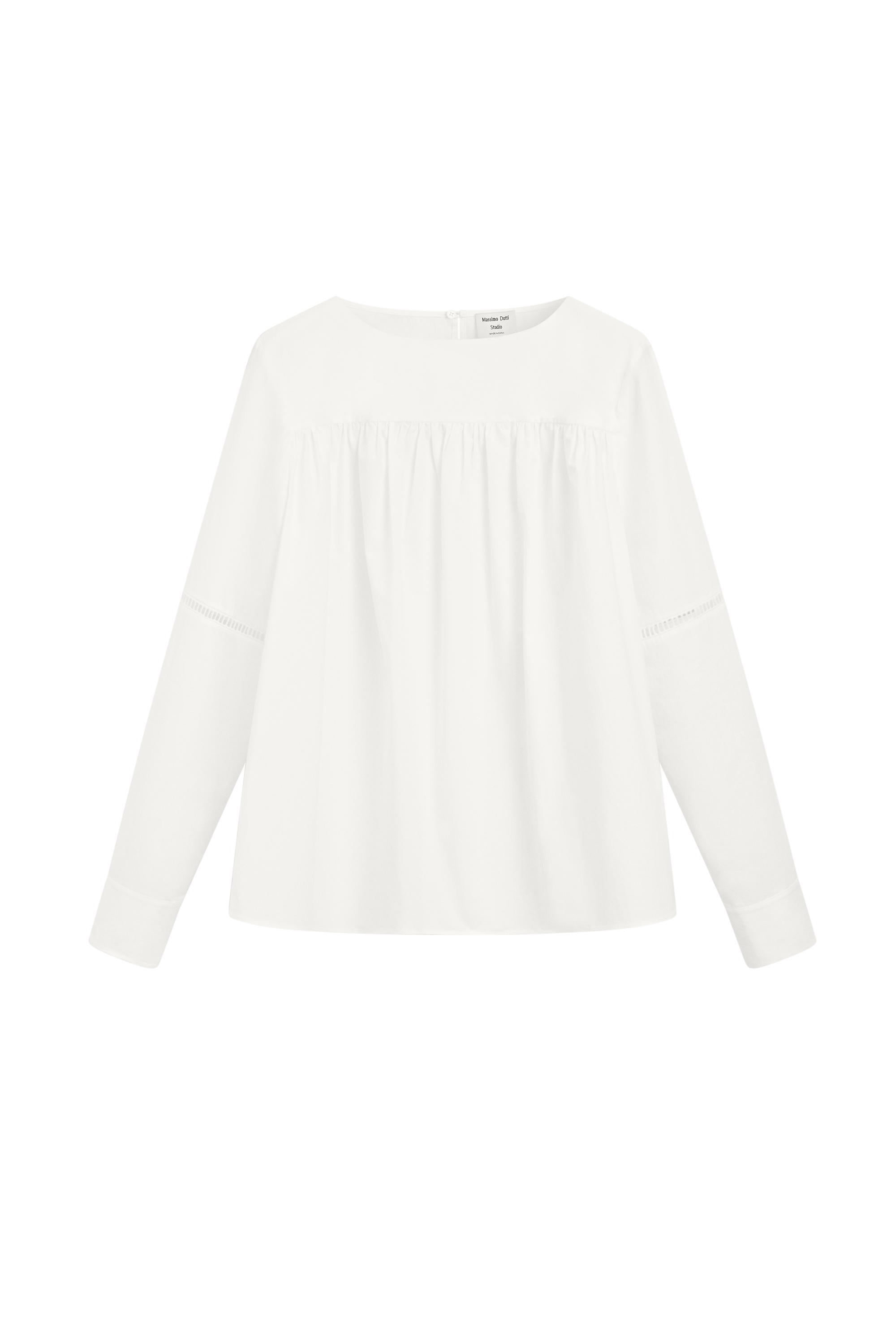 Massimo Dutti %100 pamuklu balon kollu bluz - STUDIO görsel 8