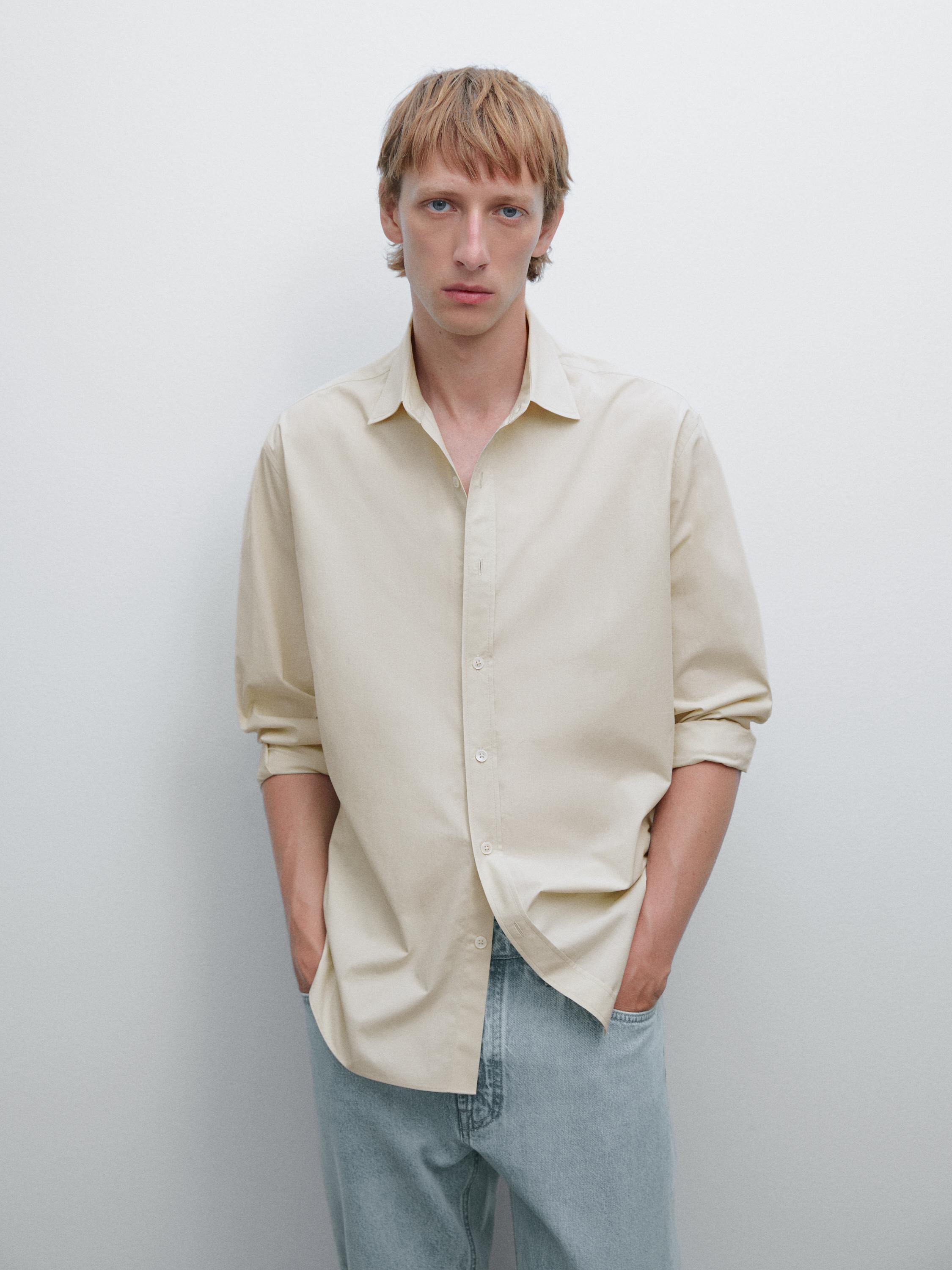 قميص قطن 100% بقصة عادية