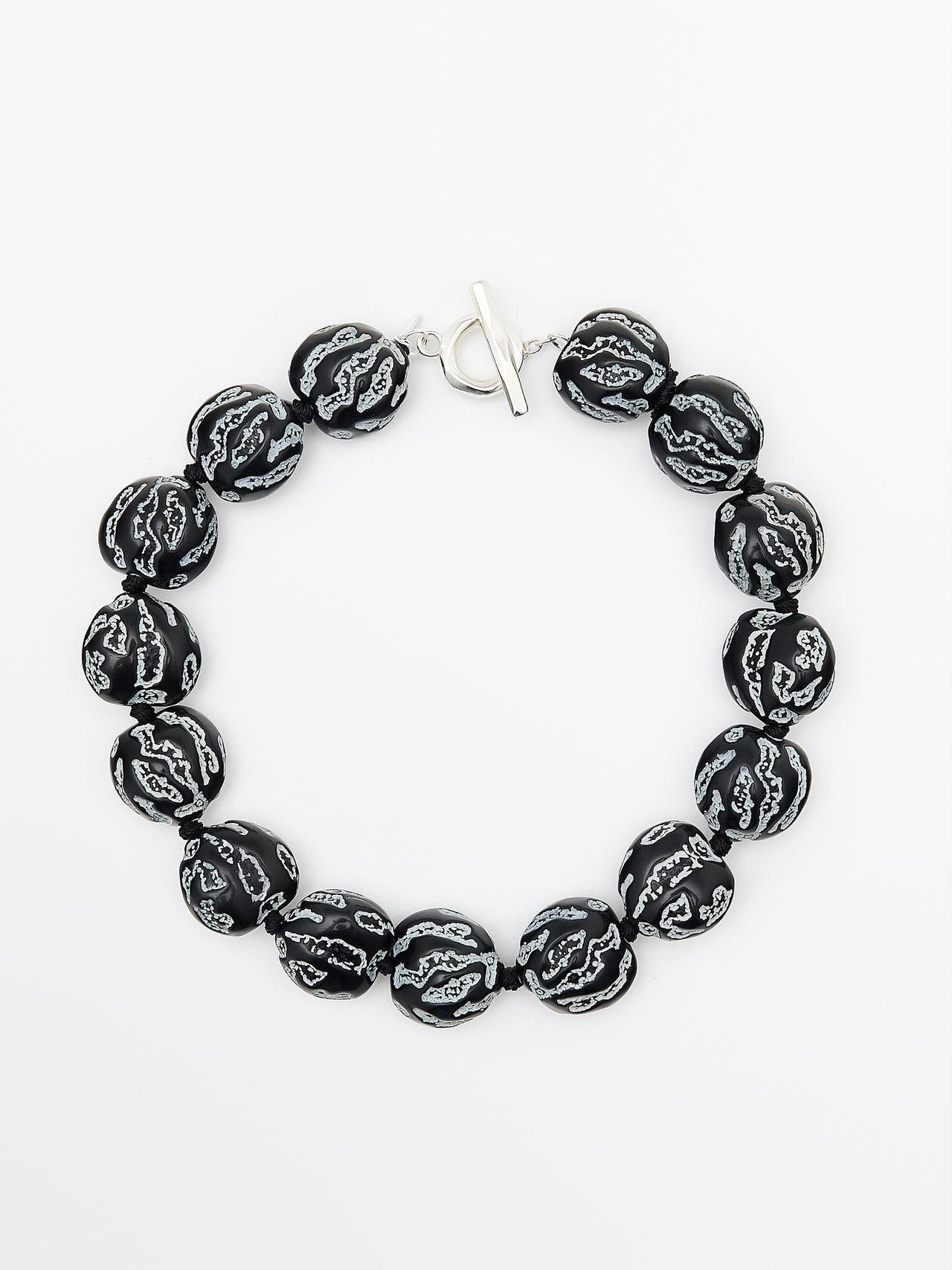 Massimo Dutti - Dame - Kort Vedhæng Med Uregelmæssige Perler - Sort - 01