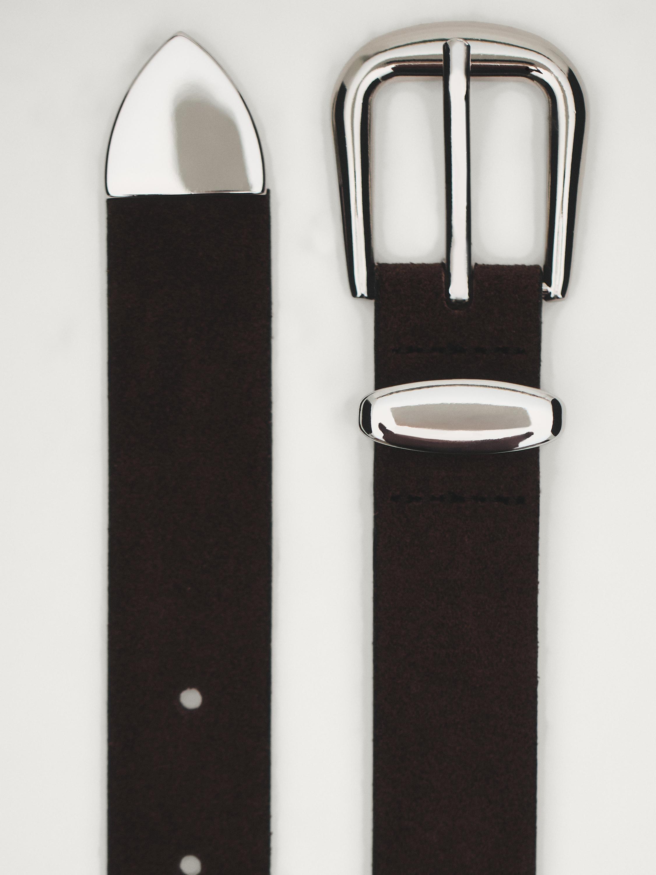 Split suede leather studded belt · Toffee · Belts Massimo Dutti