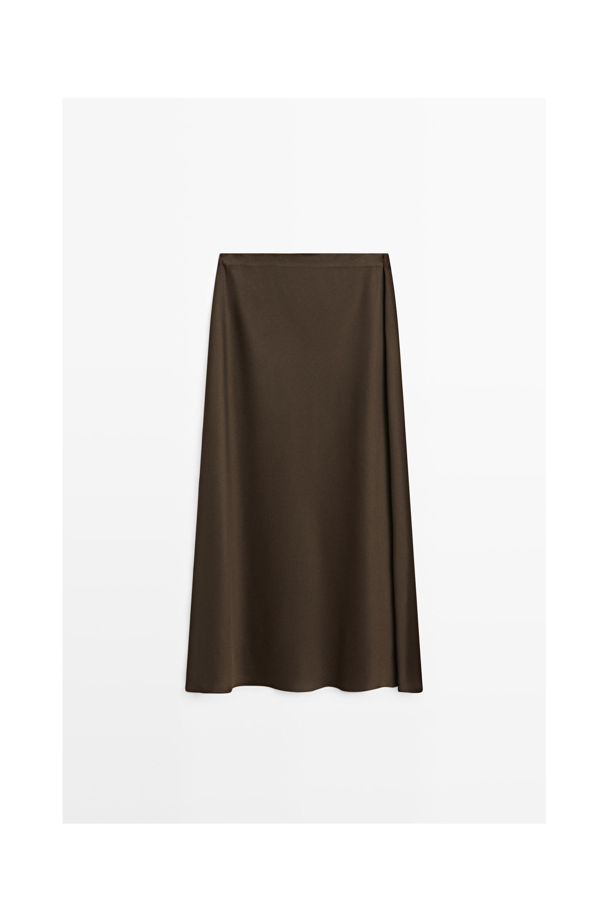 Flowing satin skirt — BROWN