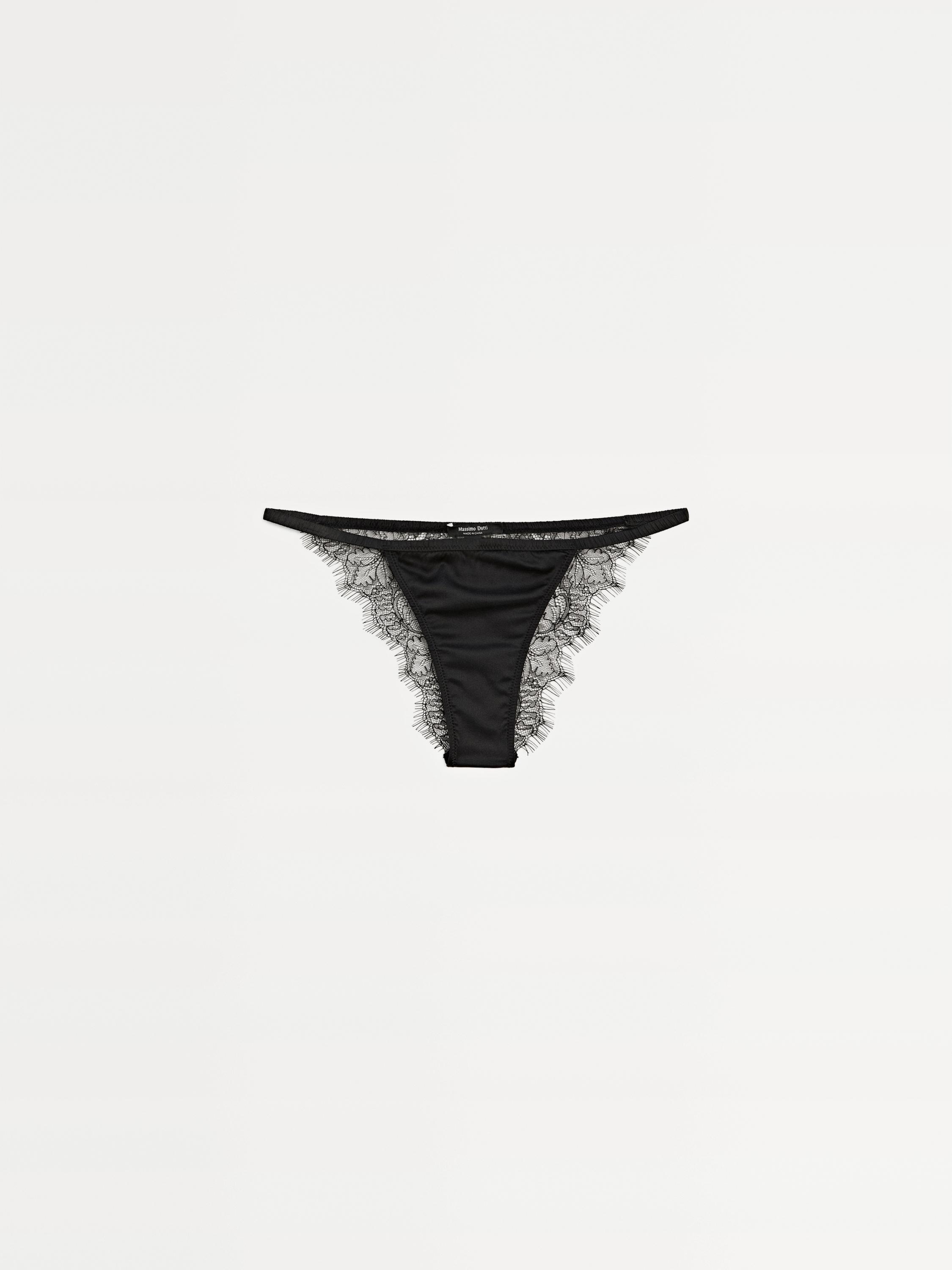 Silk blend briefs with lace detail